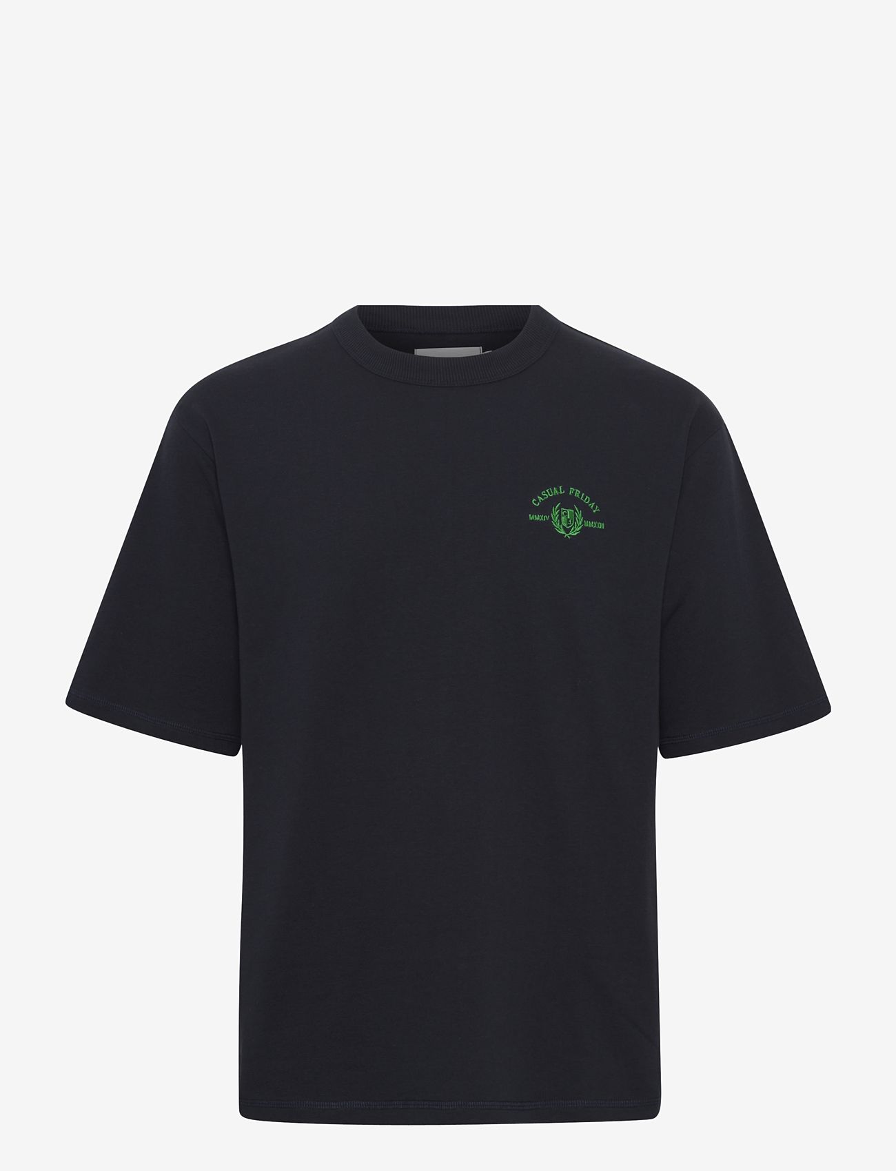 Casual Friday - CFTUE tee with chest embroidery - kortærmede t-shirts - dark navy - 0