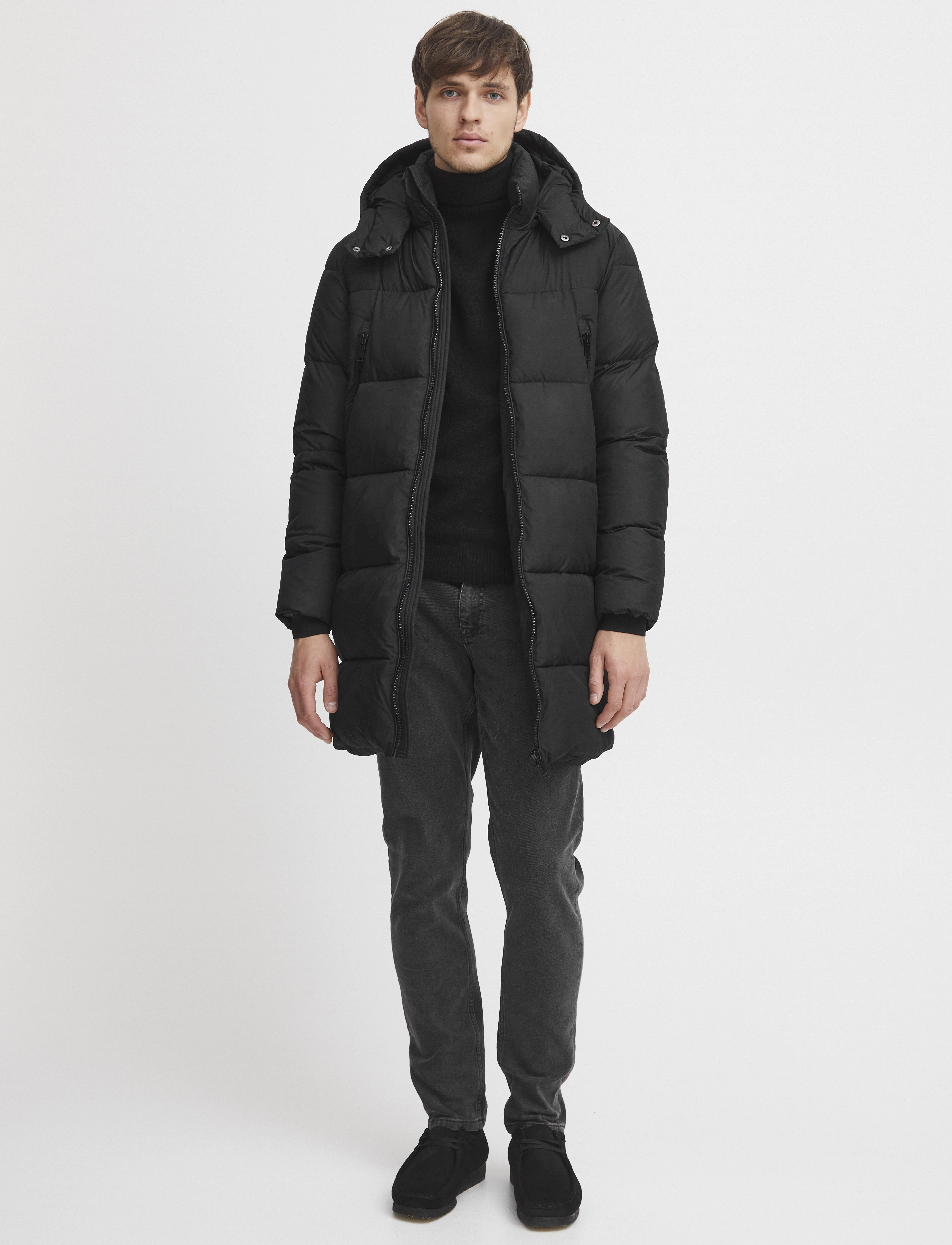 Casual Friday - CFEvans 0085 long puffer jacket - anthracite black - 2