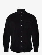 CFANTON LS BD baby cord shirt - ANTHRACITE BLACK