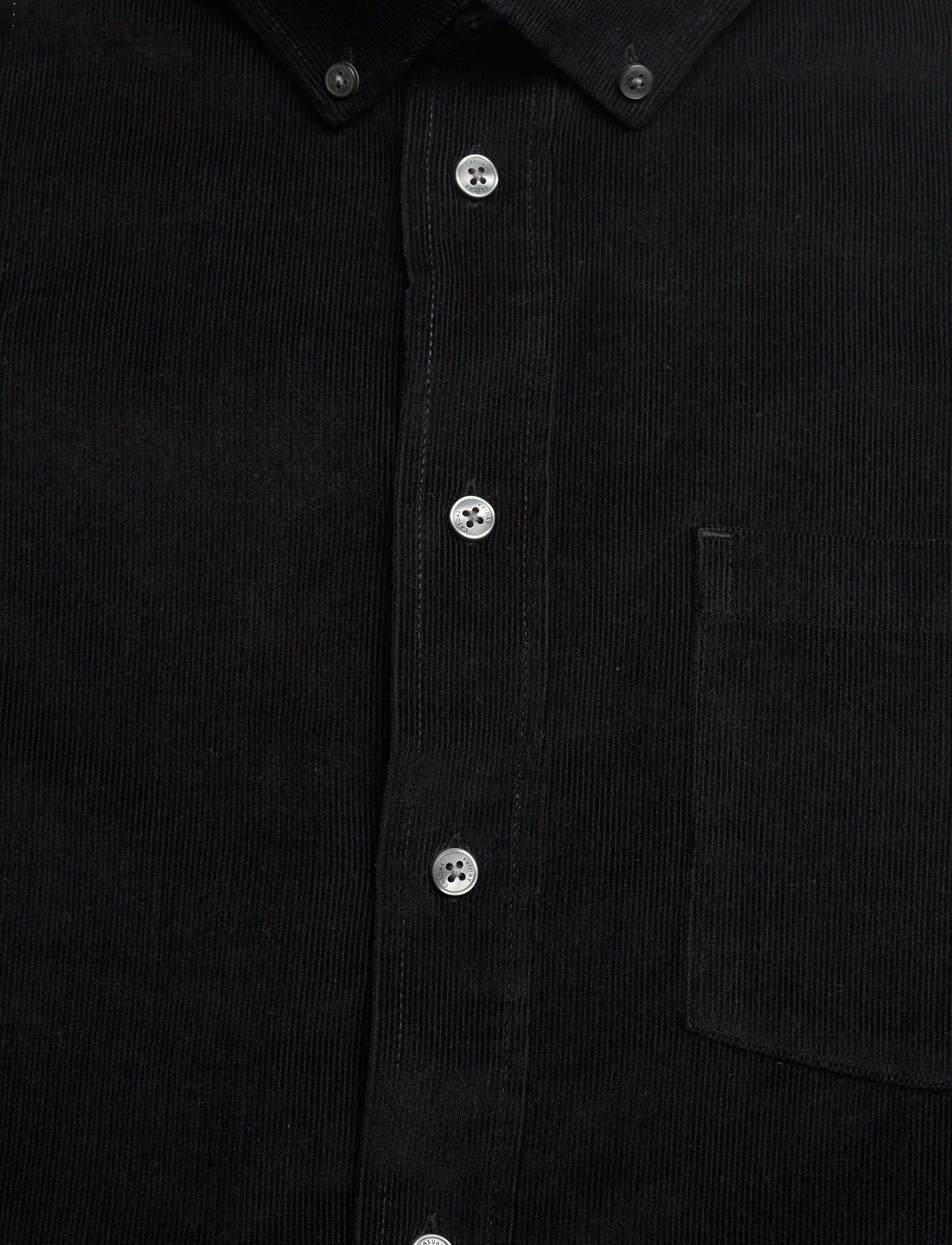 Casual Friday - CFANTON LS BD baby cord shirt - anthracite black - 2