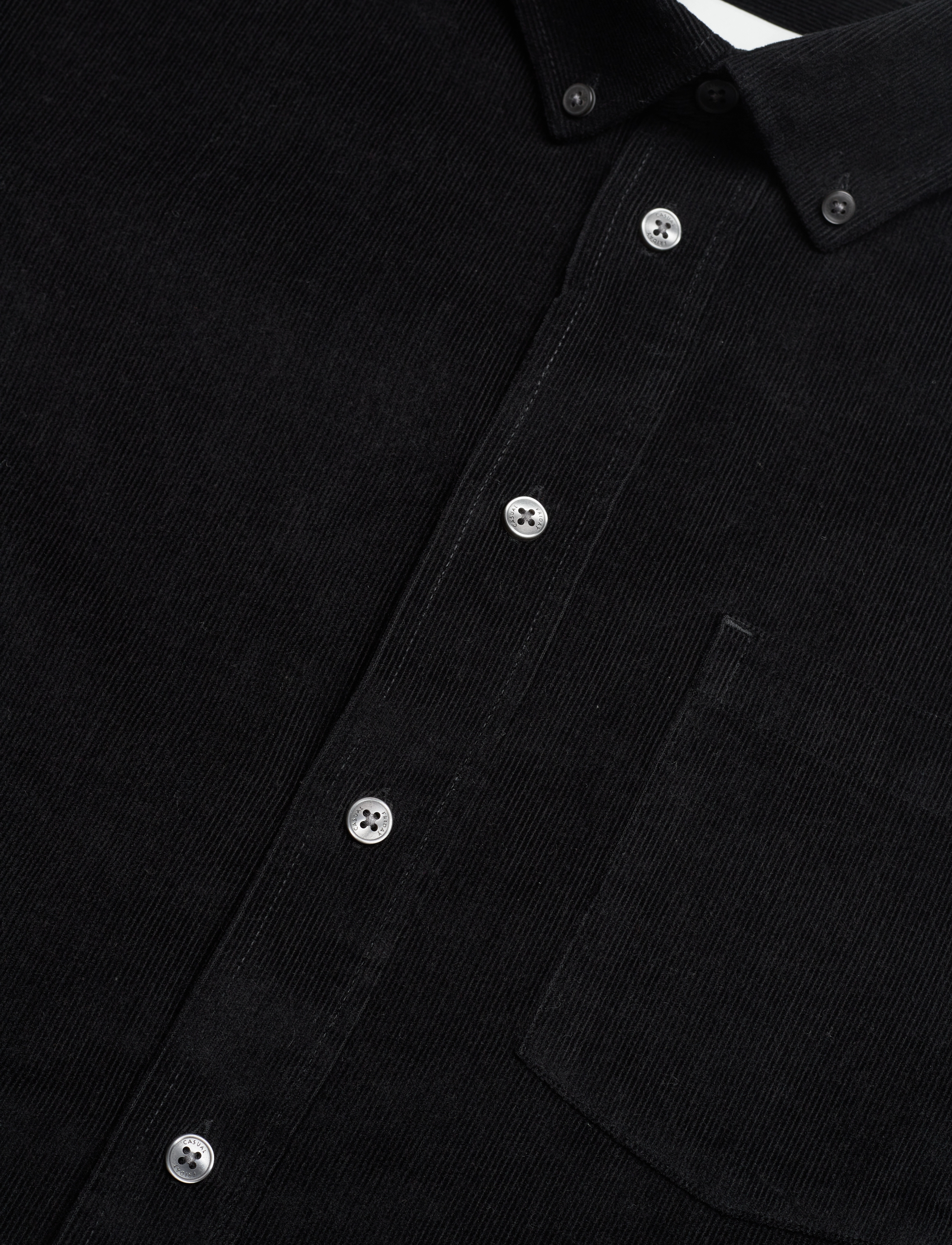 Casual Friday - CFANTON LS BD baby cord shirt - anthracite black - 3