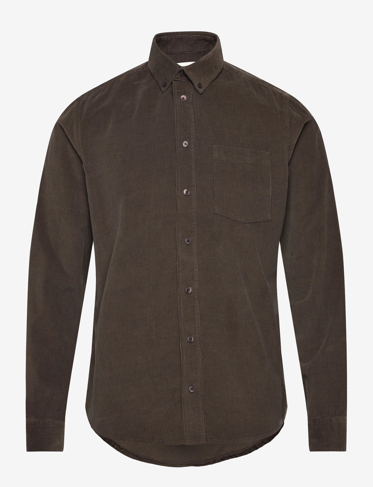 Casual Friday - CFANTON LS BD baby cord shirt - manchesterskjortor - black olive - 0