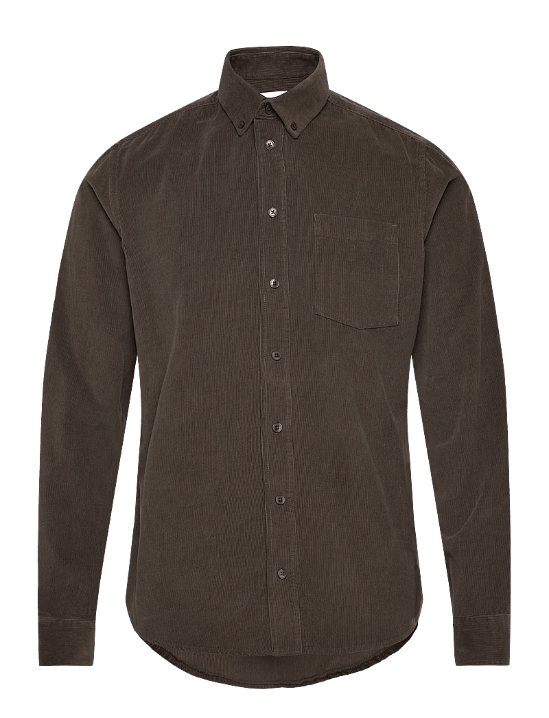 Casual Friday - CFANTON LS BD baby cord shirt - manchesterskjortor - black olive - 0