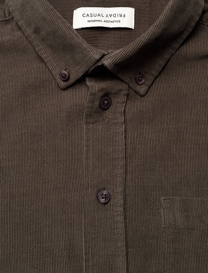 Casual Friday - CFANTON LS BD baby cord shirt - manchesterskjortor - black olive - 2