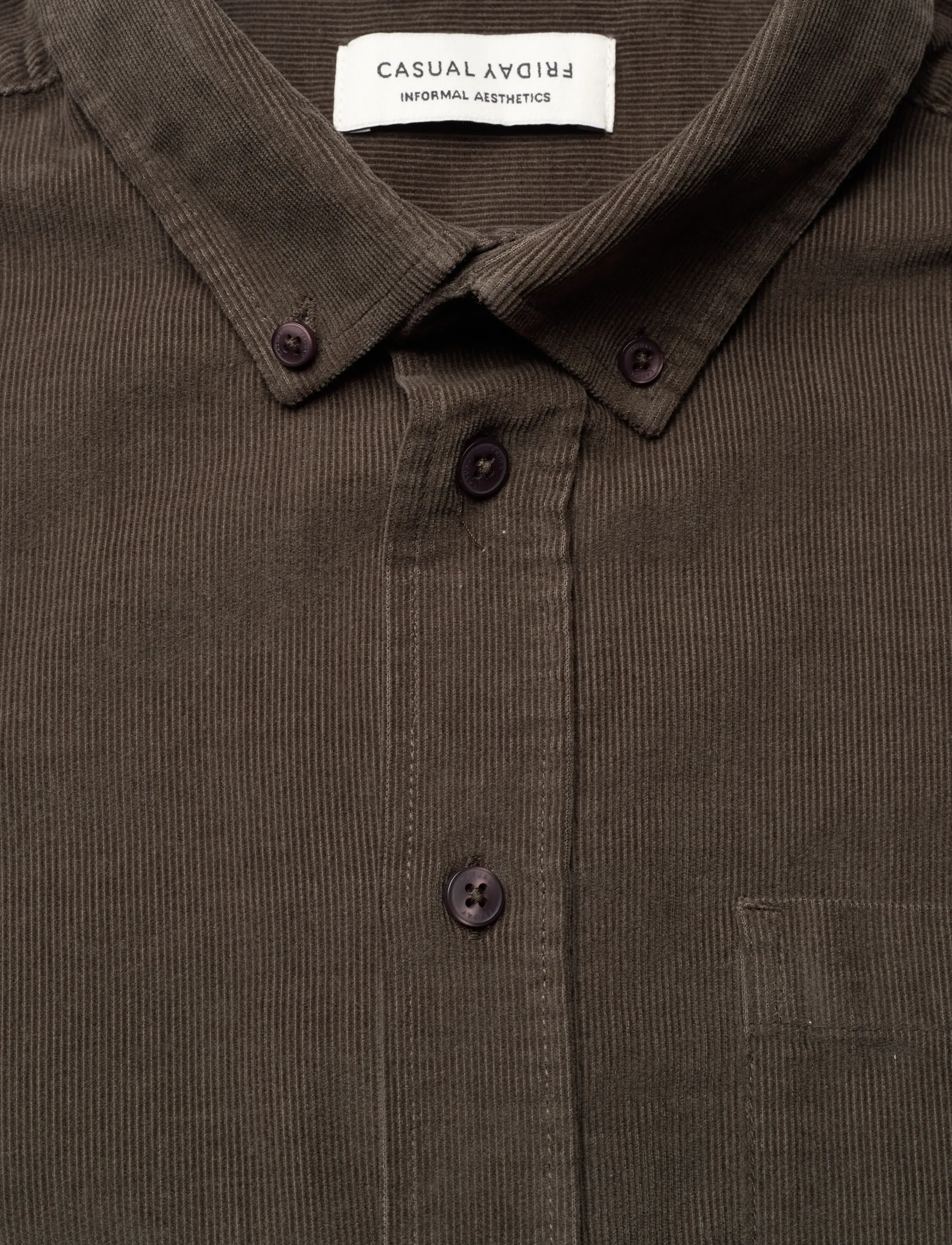 Casual Friday - CFANTON LS BD baby cord shirt - black olive - 2
