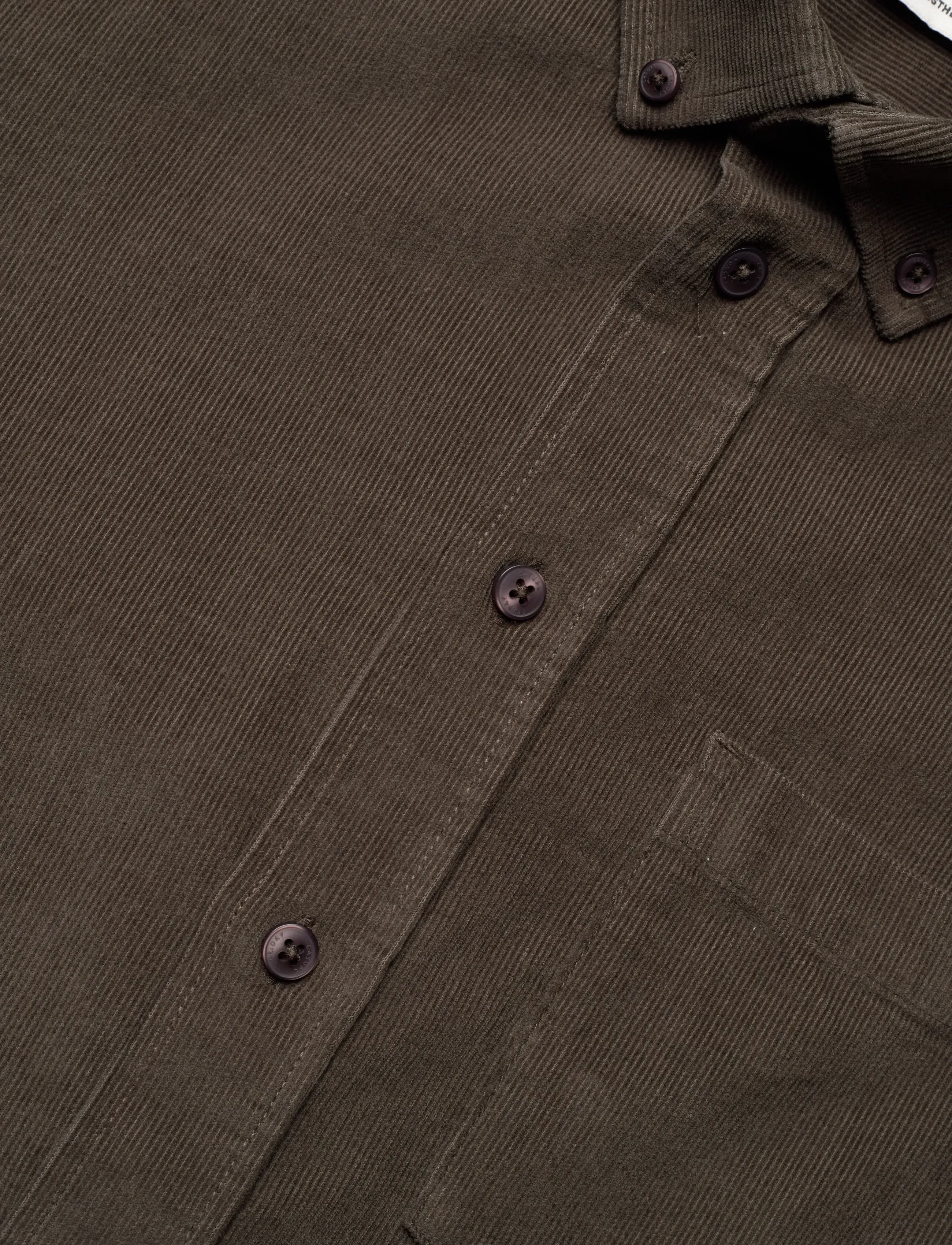 Casual Friday - CFANTON LS BD baby cord shirt - black olive - 3