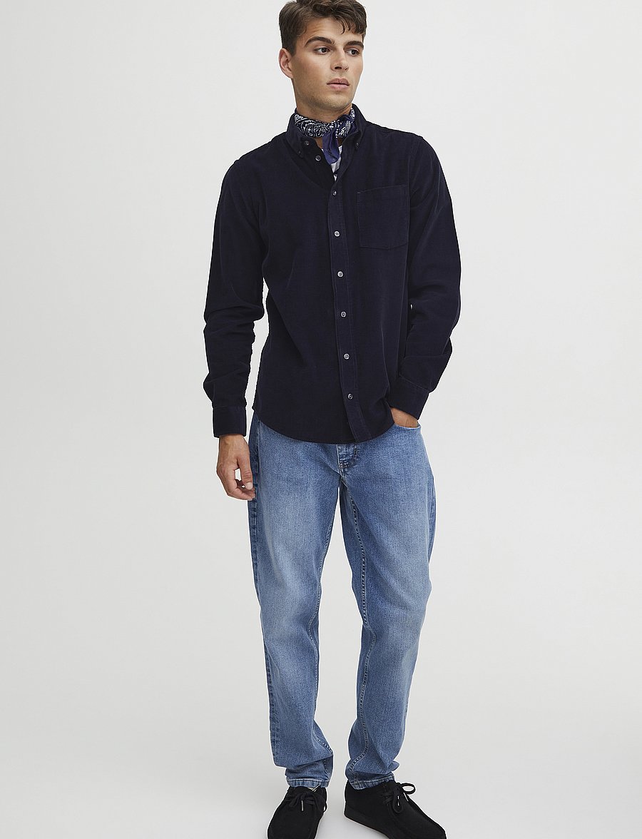 Casual Friday - CFANTON LS BD baby cord shirt - cordhemden - dark navy - 0
