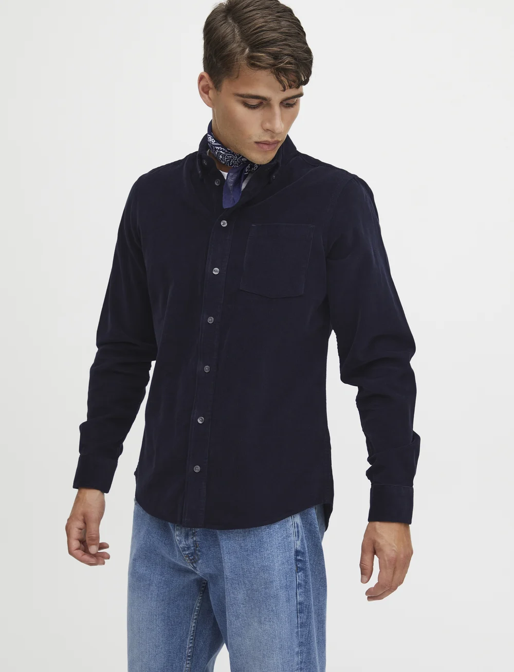 Casual Friday - CFANTON LS BD baby cord shirt - manchesterskjortor - dark navy - 3