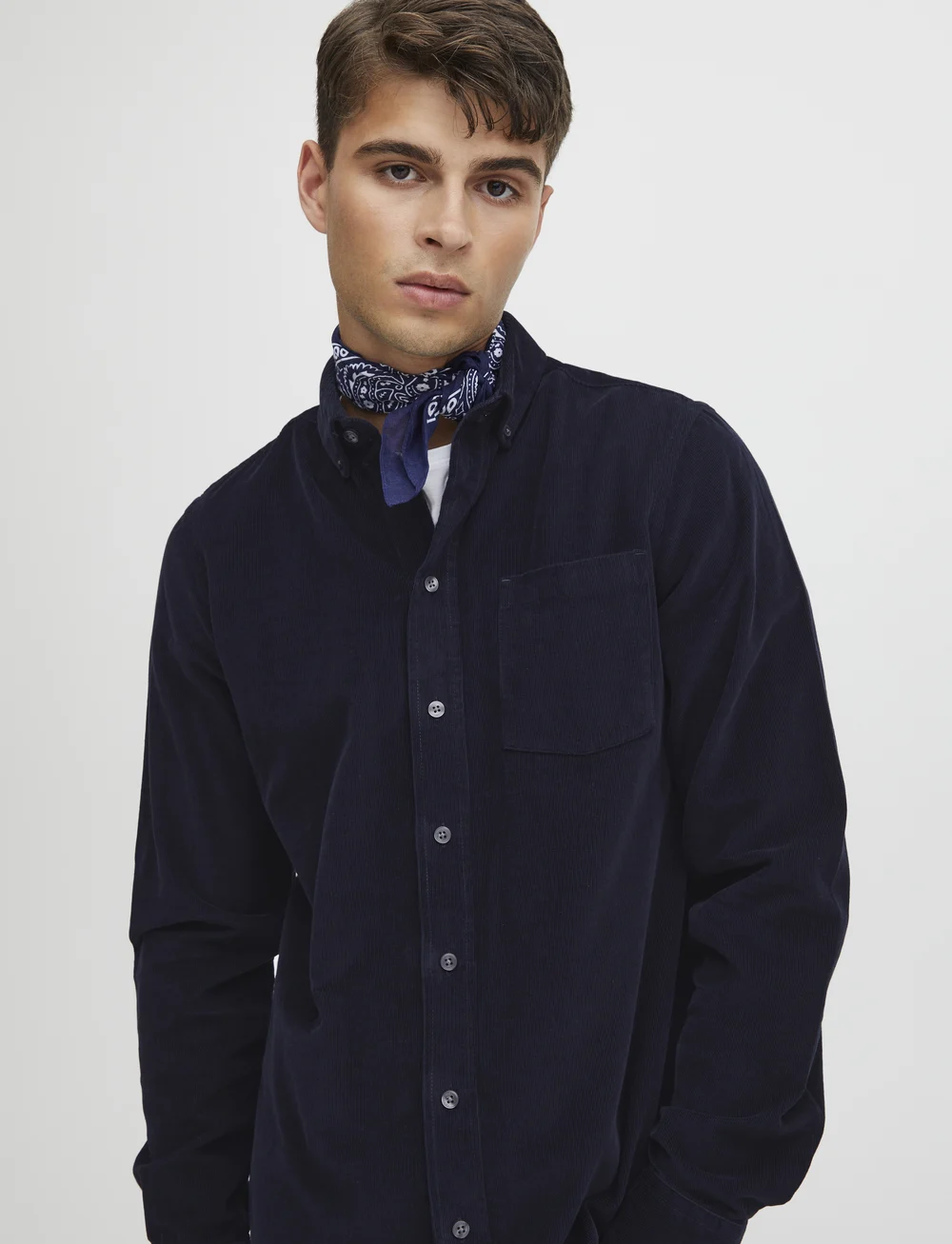 Casual Friday - CFANTON LS BD baby cord shirt - manchesterskjortor - dark navy - 5