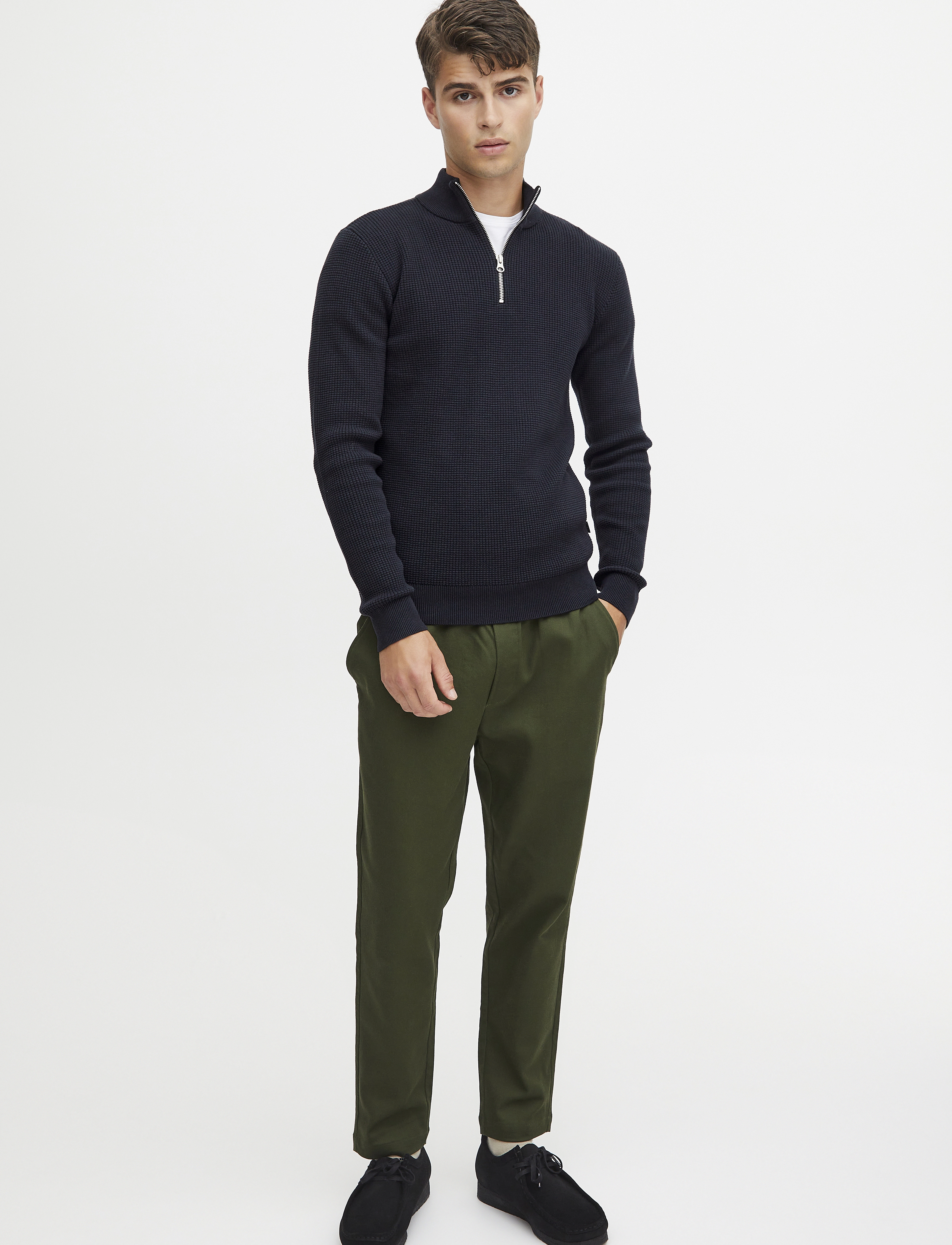 Casual Friday - CFKarlo 0092 half zipper knit - anthracite black - 2