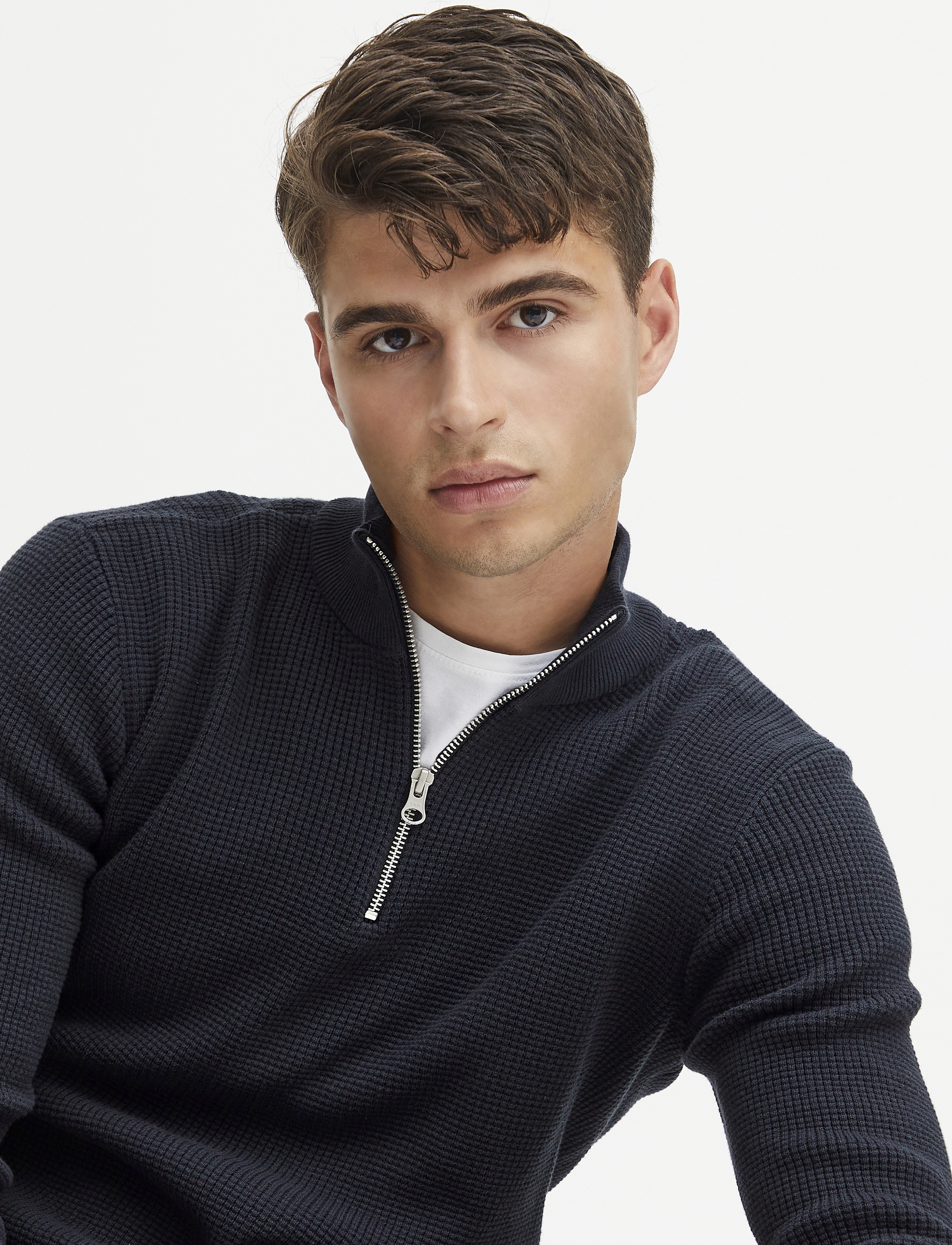 Casual Friday - CFKarlo 0092 half zipper knit - anthracite black - 5