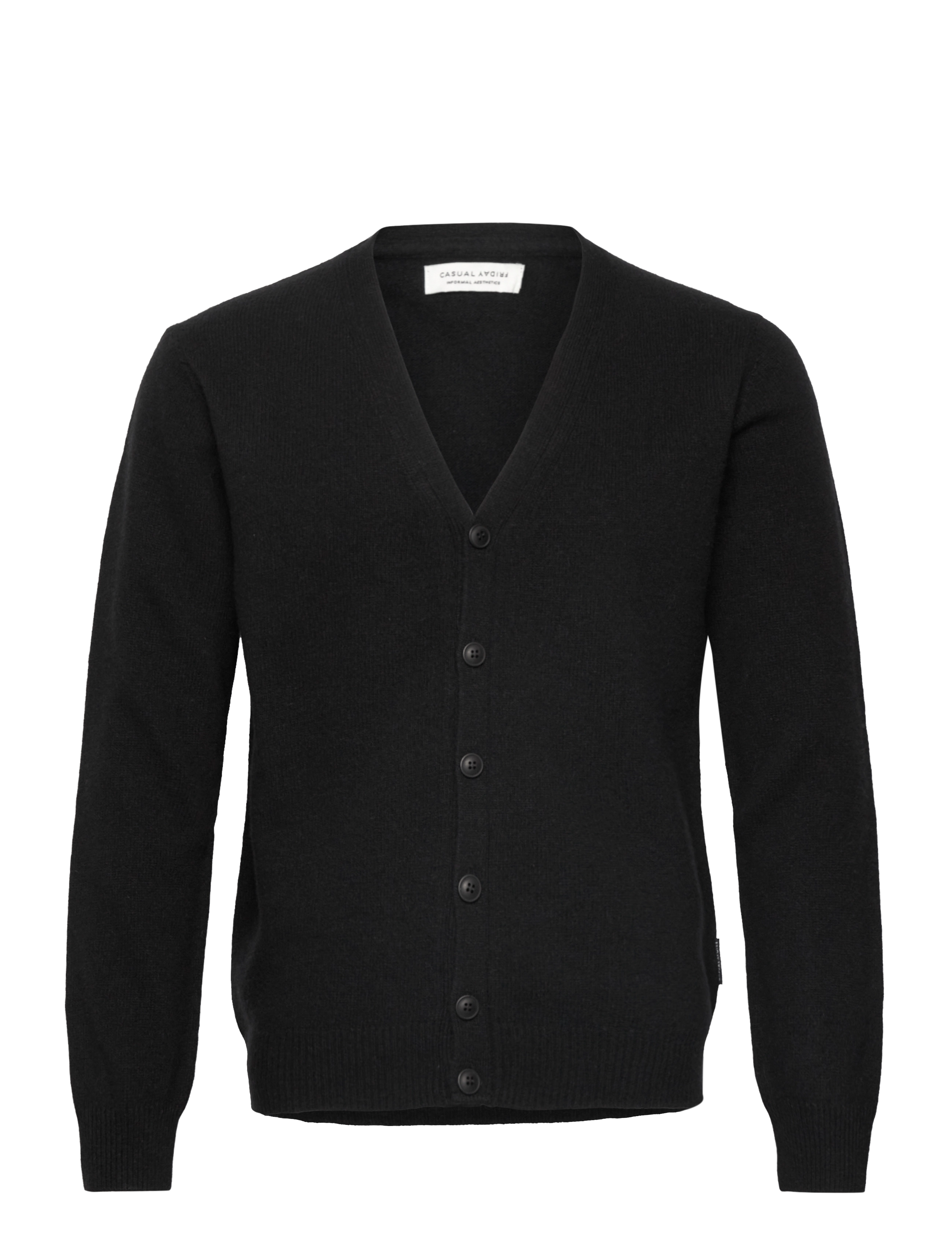 Casual Friday Cfkarl Lambswool Cardigan, XL, Black, Strik > Cardigans, Herre