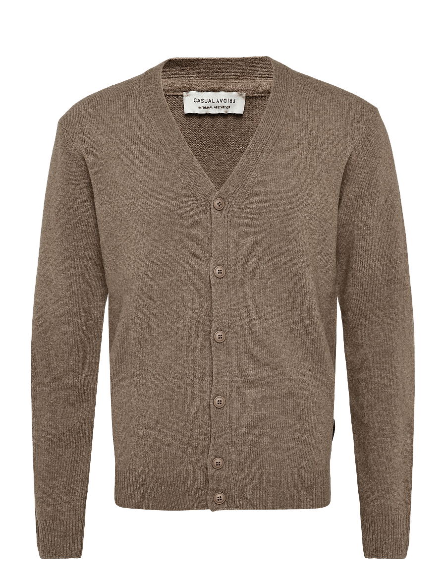 Casual Friday - CFKARL LAMBSWOOL CARDIGAN - strickjacken - chocolate chip melange - 0