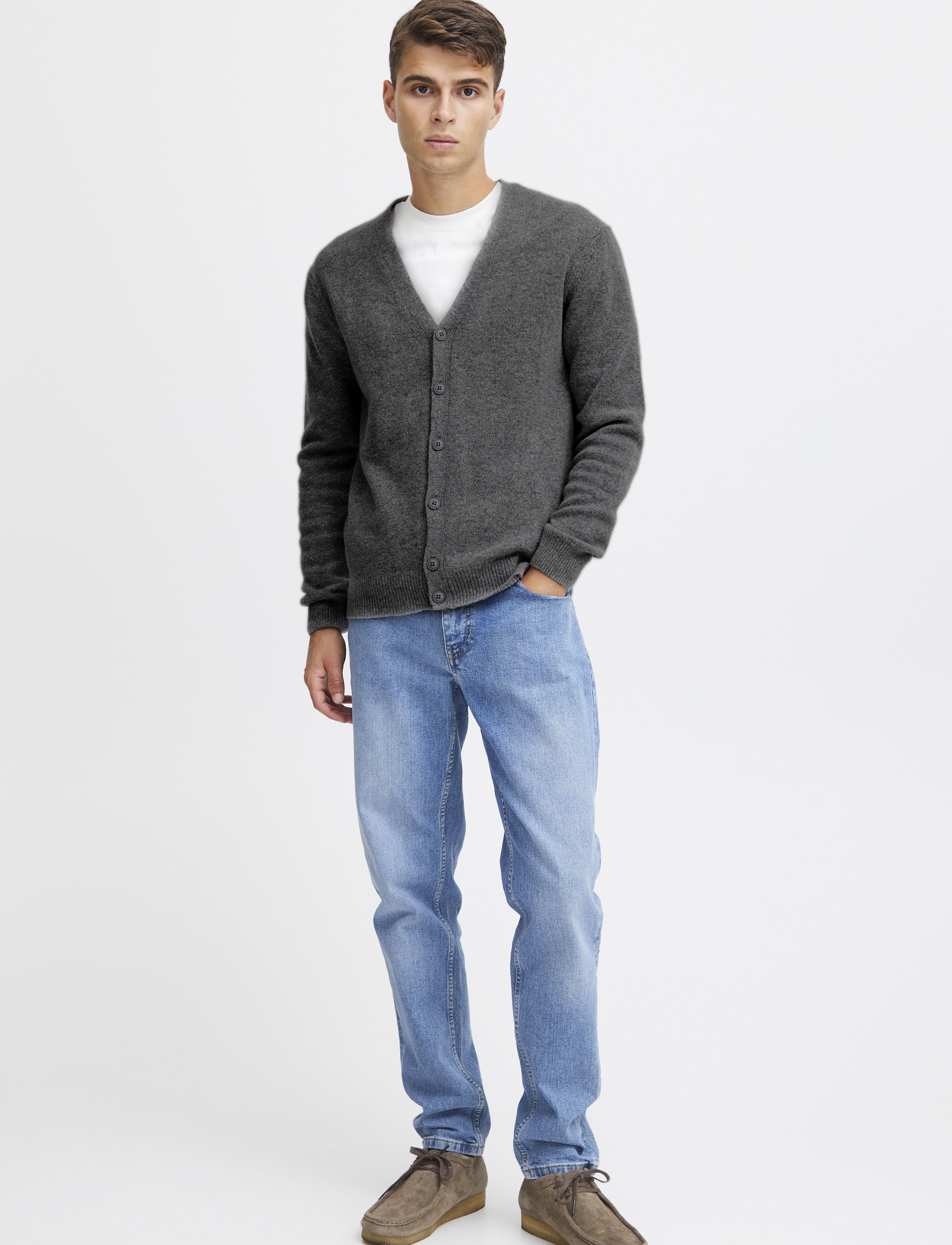 Casual Friday - CFKARL LAMBSWOOL CARDIGAN - kardiganid - pewter mix - 0