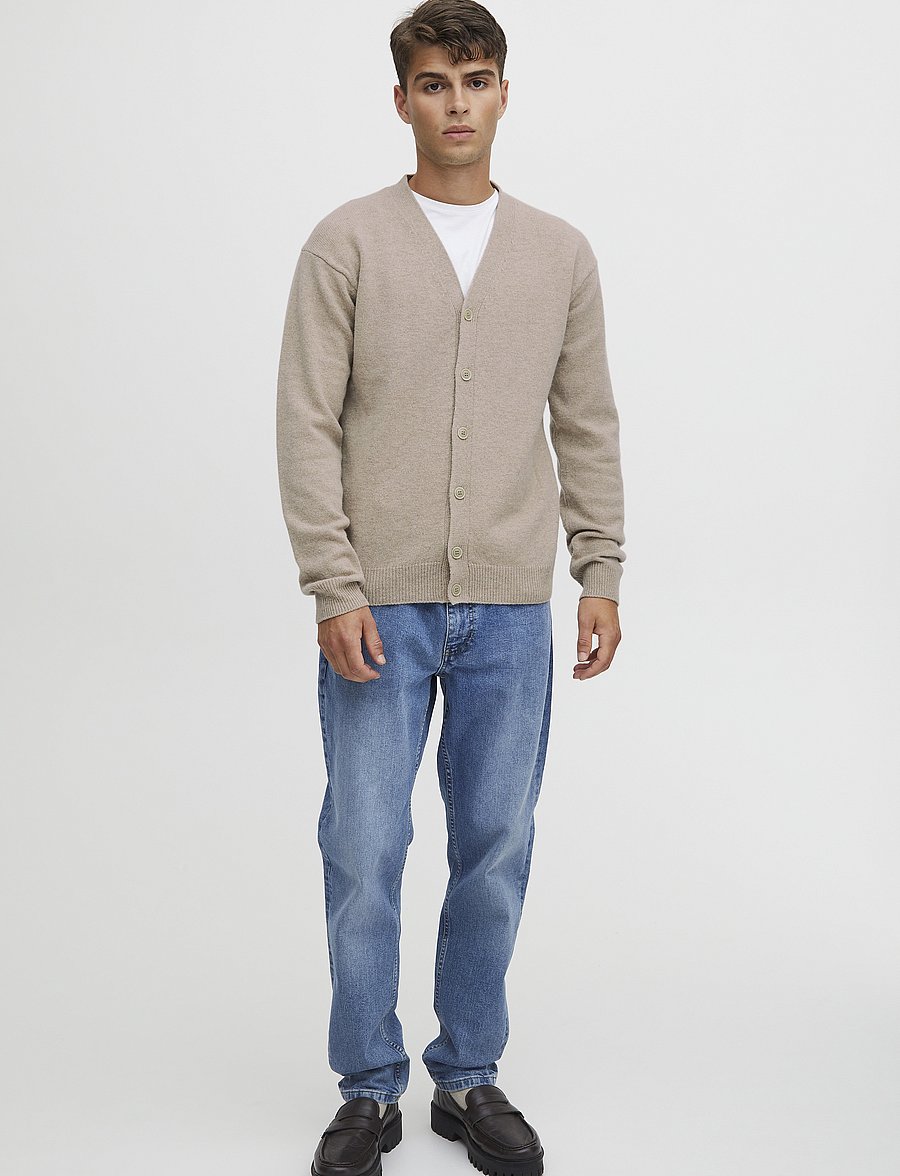Casual Friday - CFKARL LAMBSWOOL CARDIGAN - koftor - silver mink melange - 0
