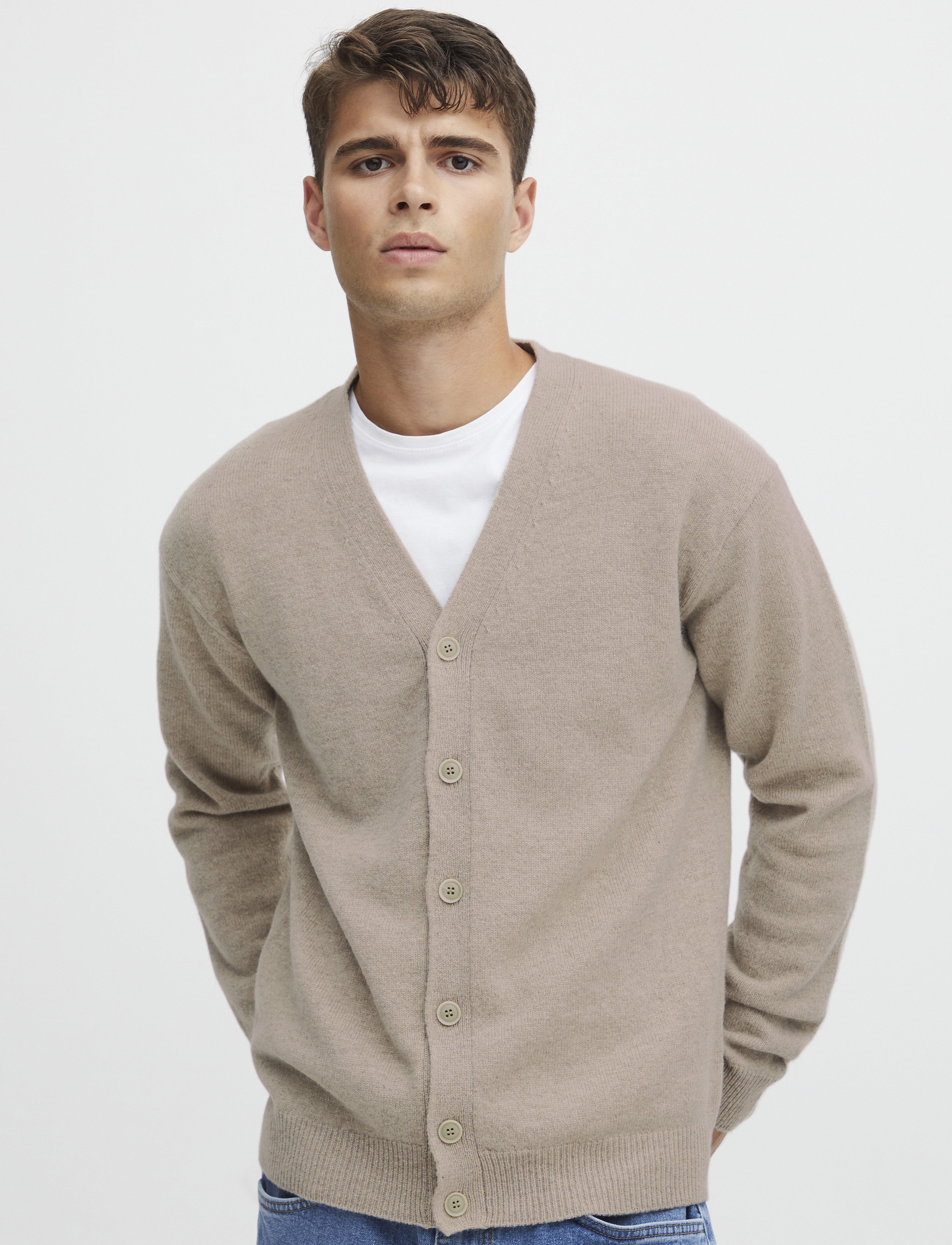 Casual Friday - CFKARL LAMBSWOOL CARDIGAN - koftor - silver mink melange - 3