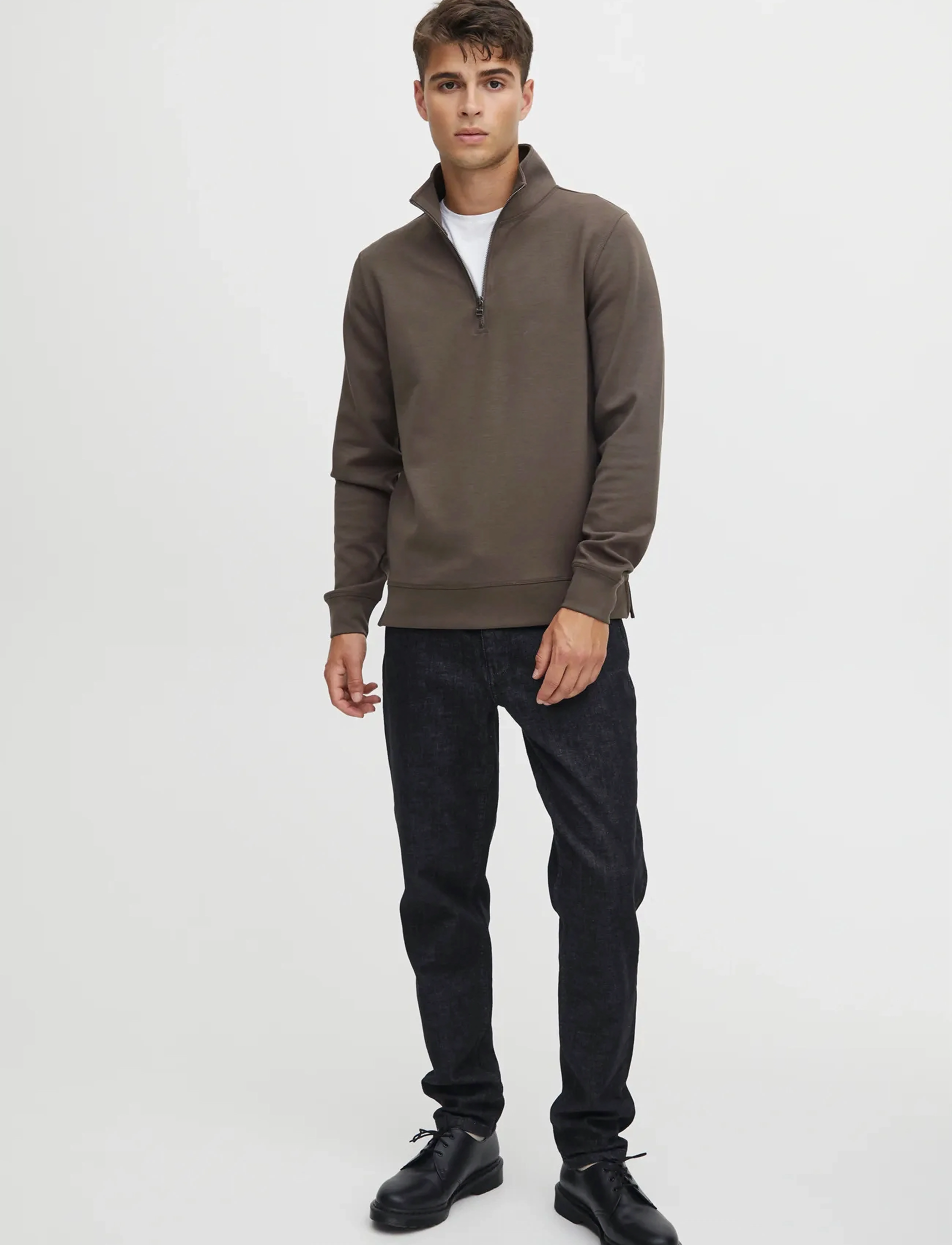 Casual Friday Cfsebastian 0096 Halfzip Sweat, Mænd, Halvzip Sweatshirt, Brun, Str: S