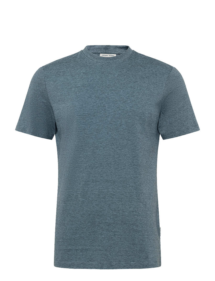 Casual Friday - CFTHOR MICRO STRIPED TEE - kortærmede t-shirts - dusk blue - 0