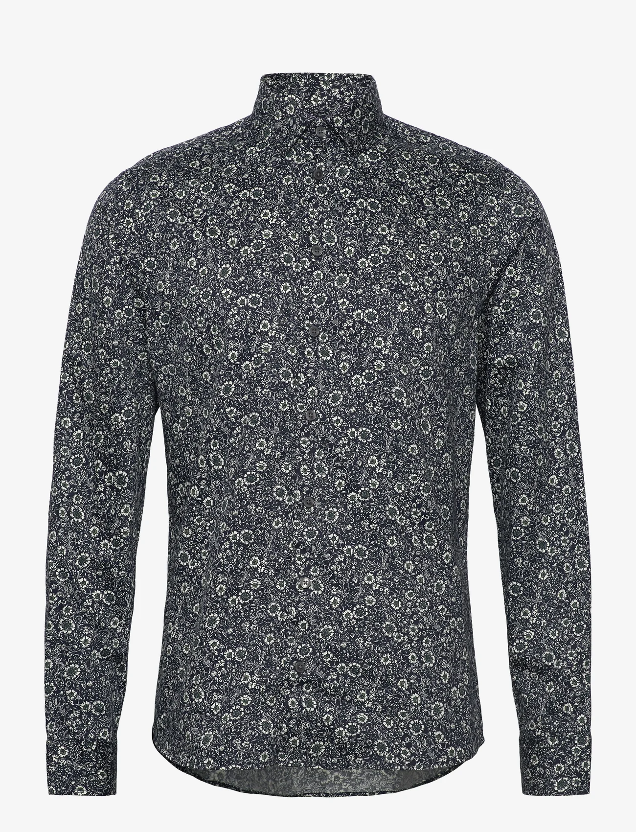 Casual Friday - CFAnton LS AOP flower shirt - kontorisärgid - dark navy - 0
