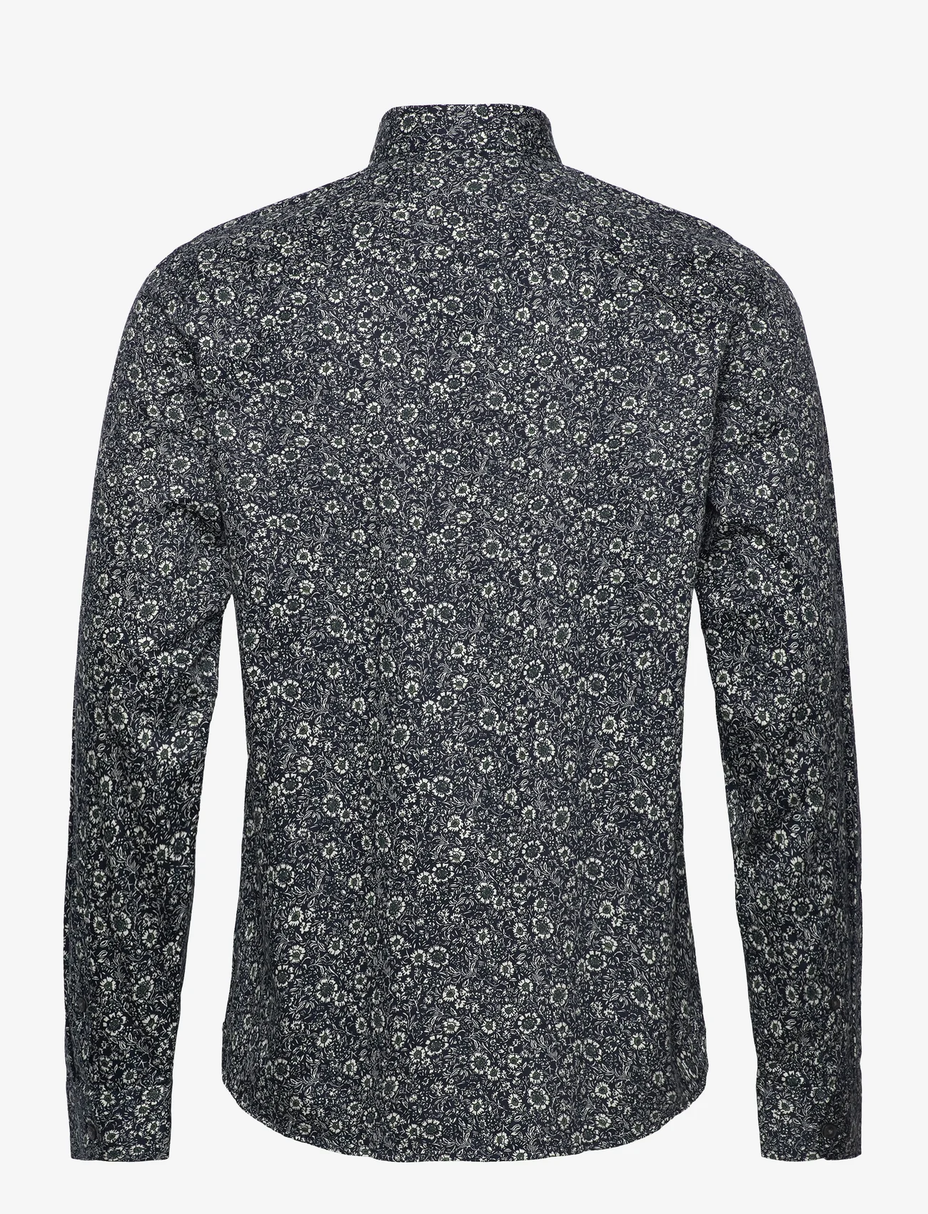 Casual Friday - CFAnton LS AOP flower shirt - kontorisärgid - dark navy - 1