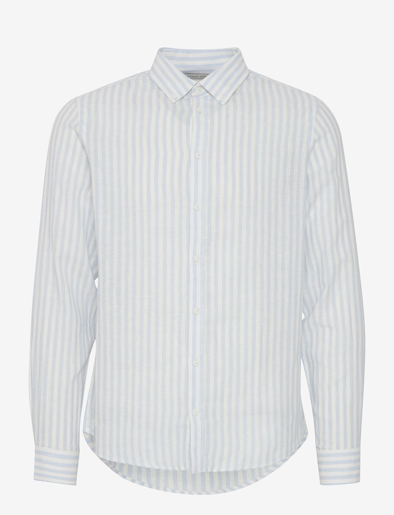 Casual Friday - CFAnton LS BD striped linen mix shi - leinenhemden - chambray blue - 0