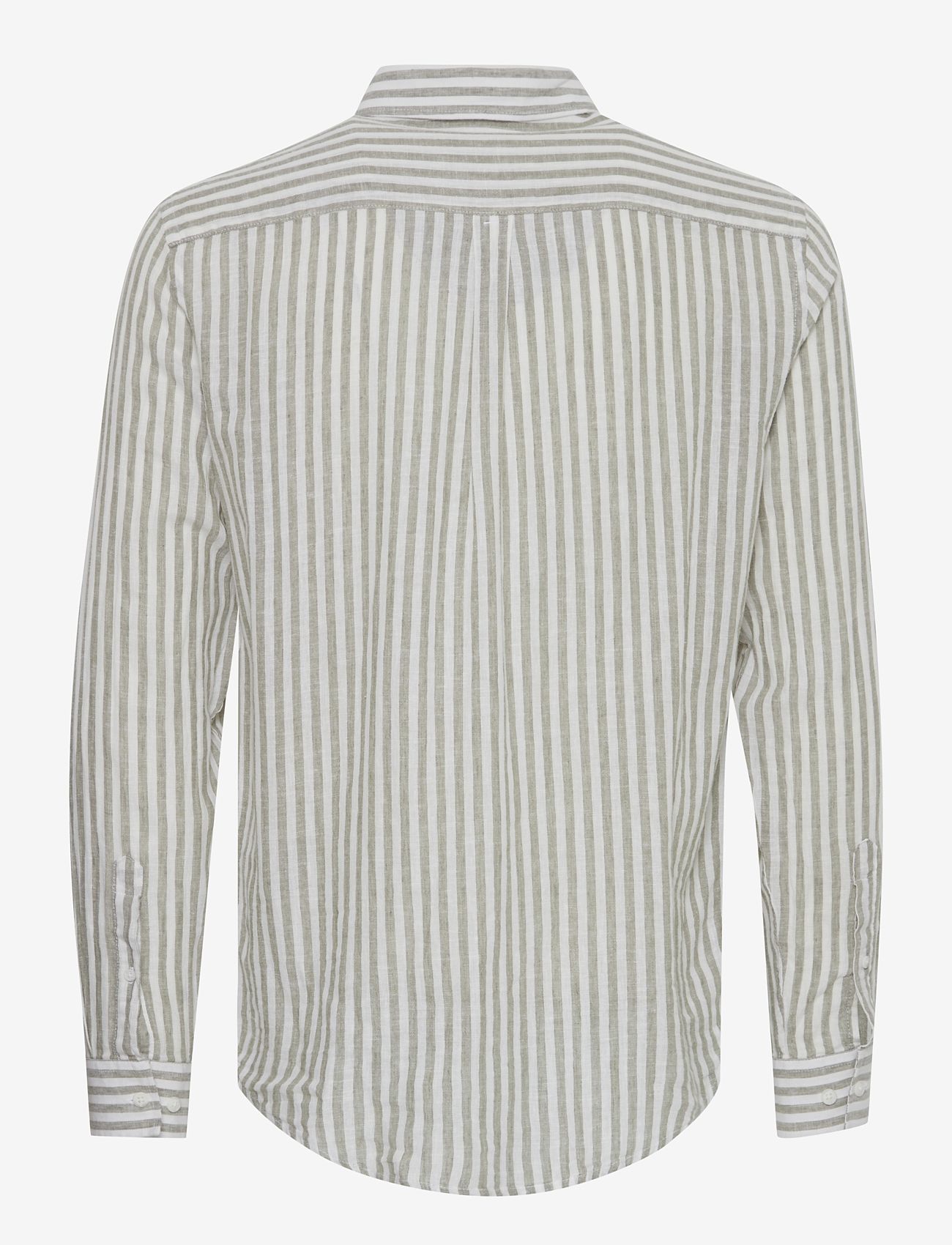 Casual Friday - CFAnton LS BD striped linen mix shi - linskjorter - vetiver - 1