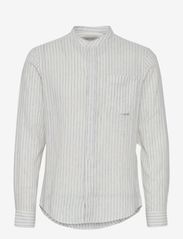 Casual Friday - CFAnton LS CC striped linen mix shi - linen shirts - china blue - 0