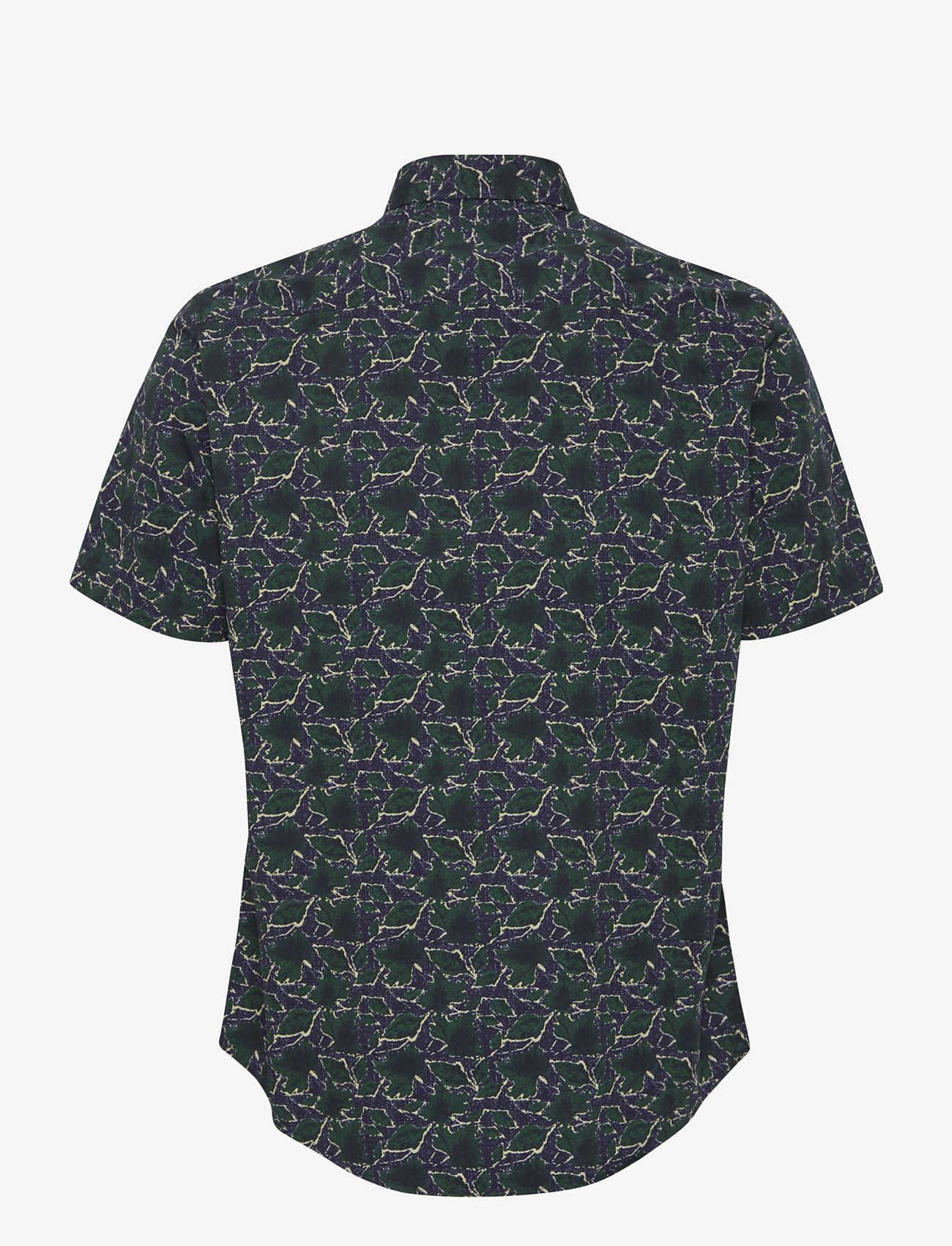 Casual Friday - CFAnton SS AOP leaf shirt - kortermede skjorter - dark navy - 1