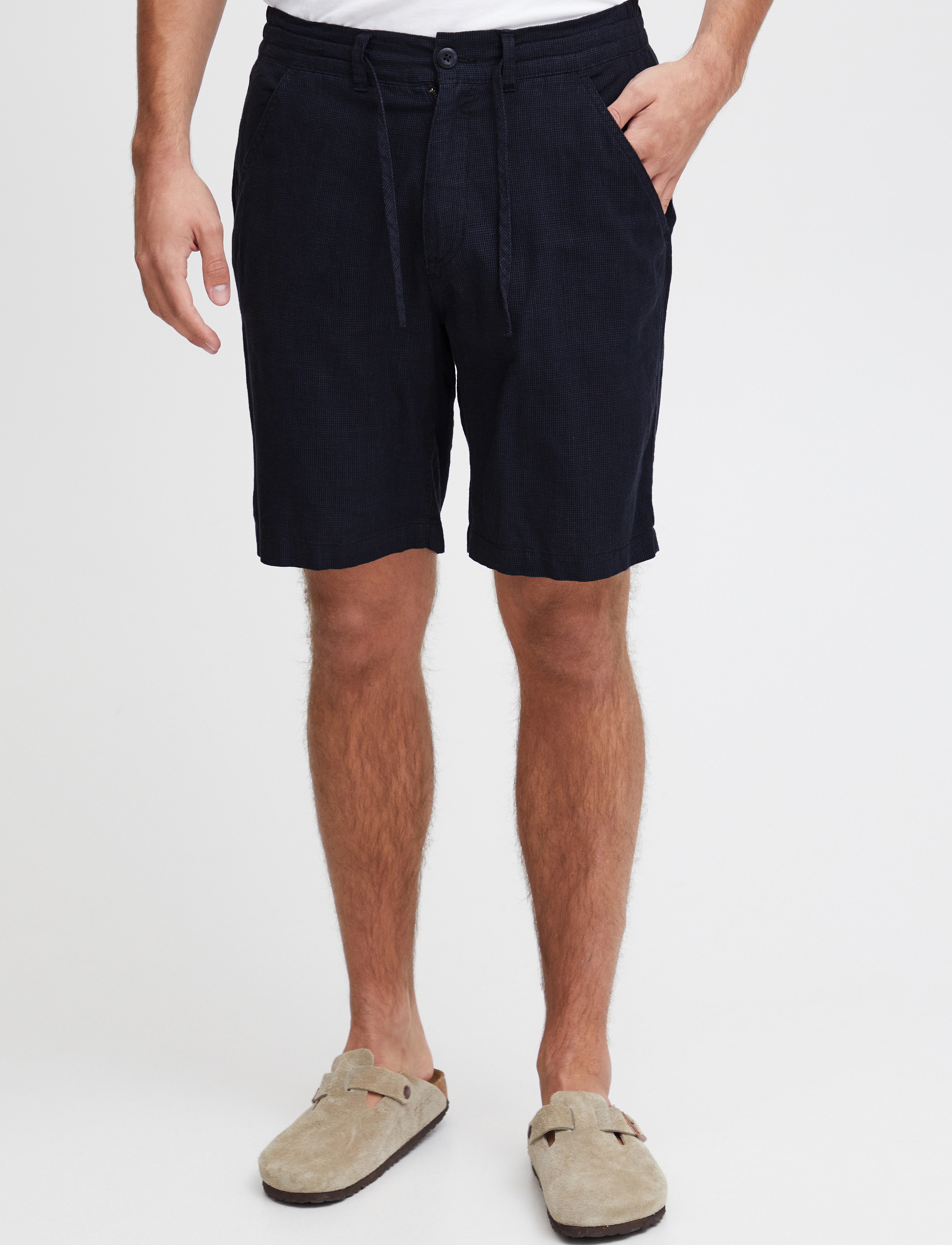 Casual Friday - CFRAND 0113 houndtooth linen shorts - dark navy - 4