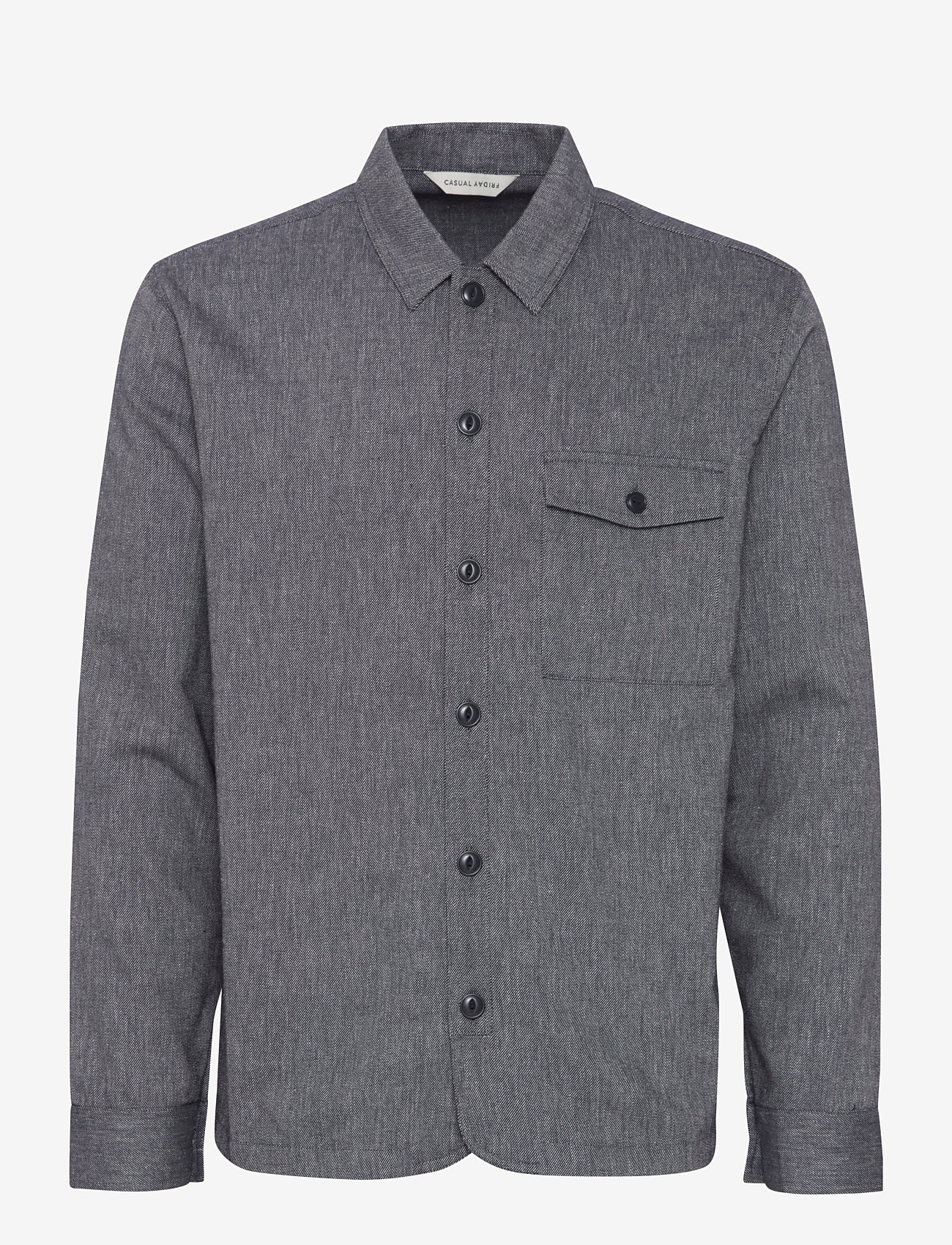 Casual Friday - CFAUGUSTO 0066 linen mix overshirt - kollektioner - dark navy melange - 0