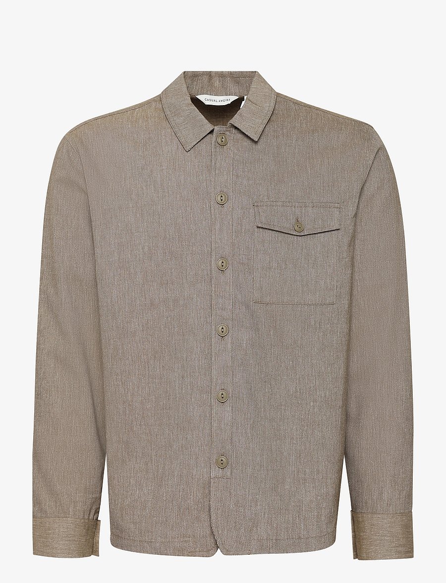 Casual Friday - CFAUGUSTO 0066 linen mix overshirt - kangaroo melange - 1