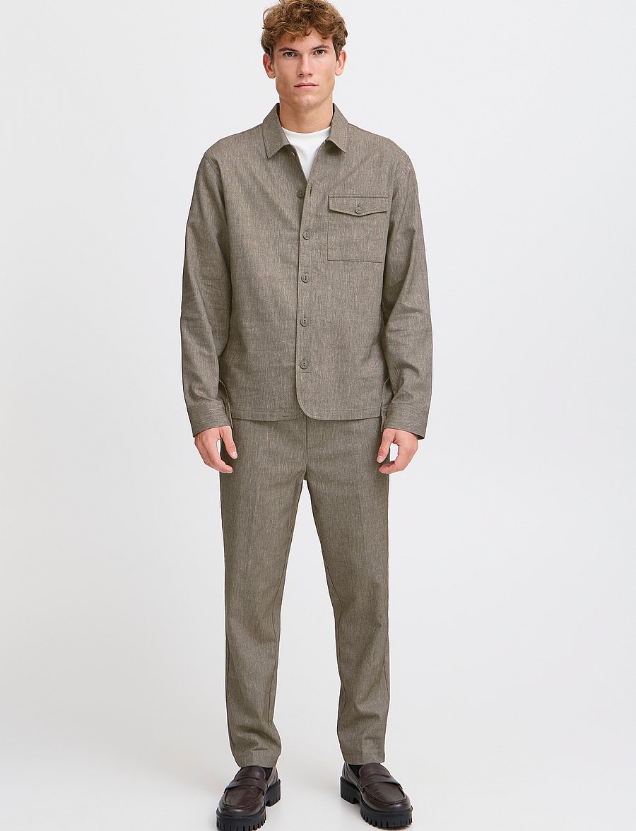 Casual Friday - CFAUGUSTO 0066 linen mix overshirt - kangaroo melange - 0