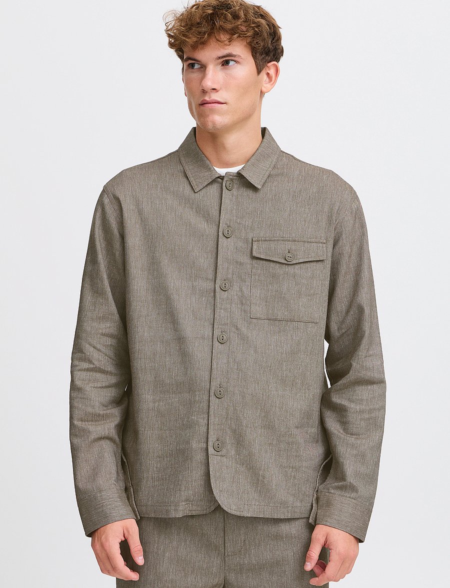Casual Friday - CFAUGUSTO 0066 linen mix overshirt - kangaroo melange - 4