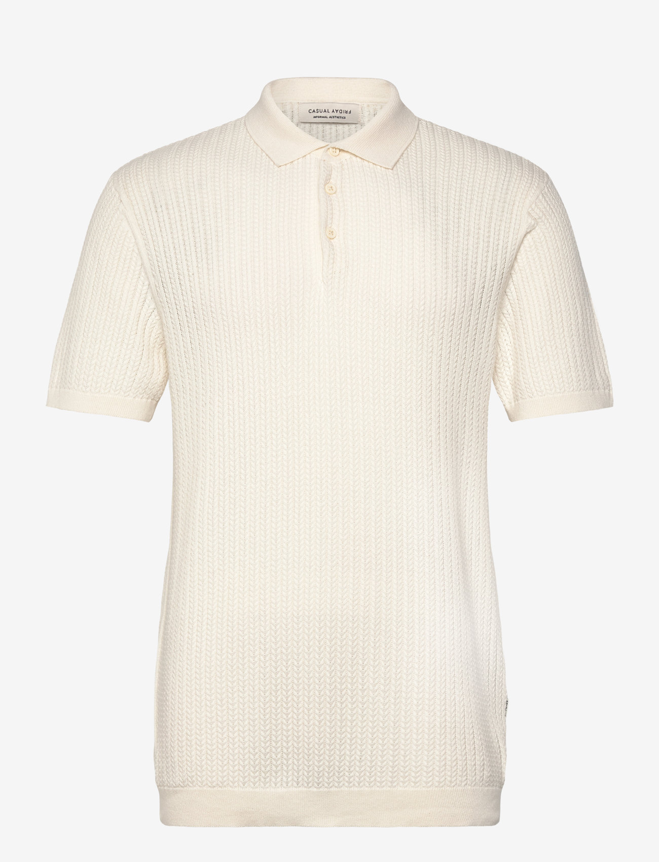 Casual Friday - CFKARL structured knit polo - gestrickte polohemden - egret - 0