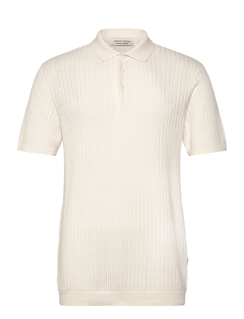 Casual Friday - CFKARL structured knit polo - polostrik - egret - 0
