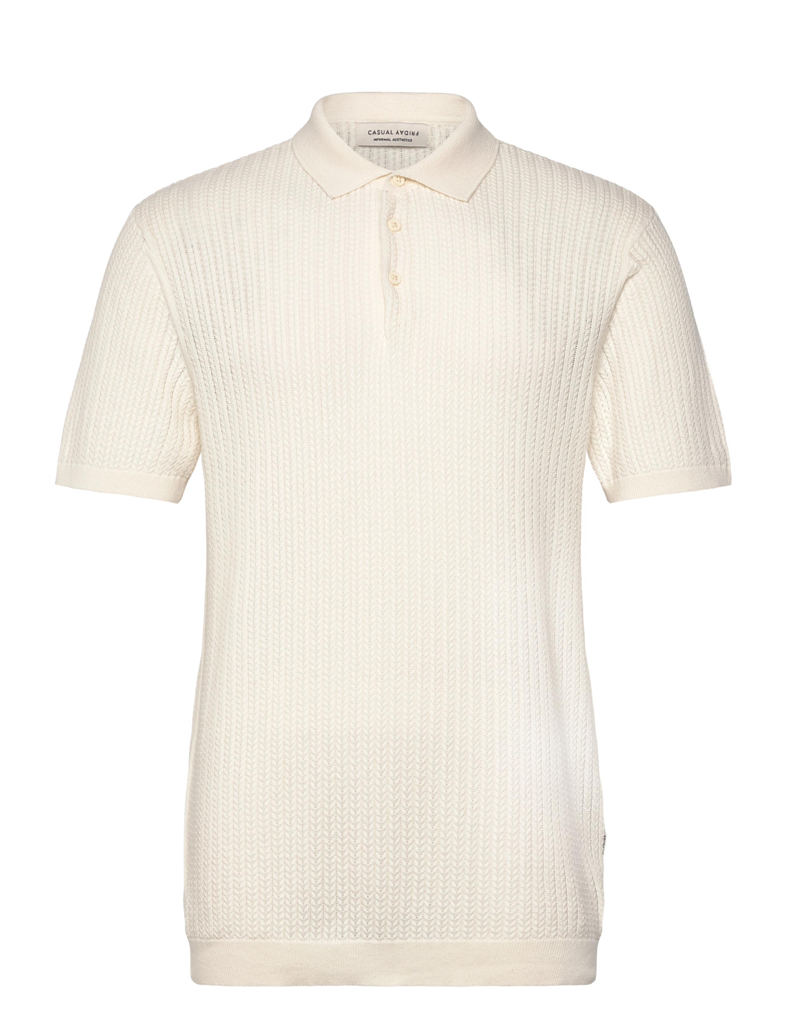 Casual Friday CFKARL STRUCTURED KNIT POLO - Casual Friday - EGRET / cream
