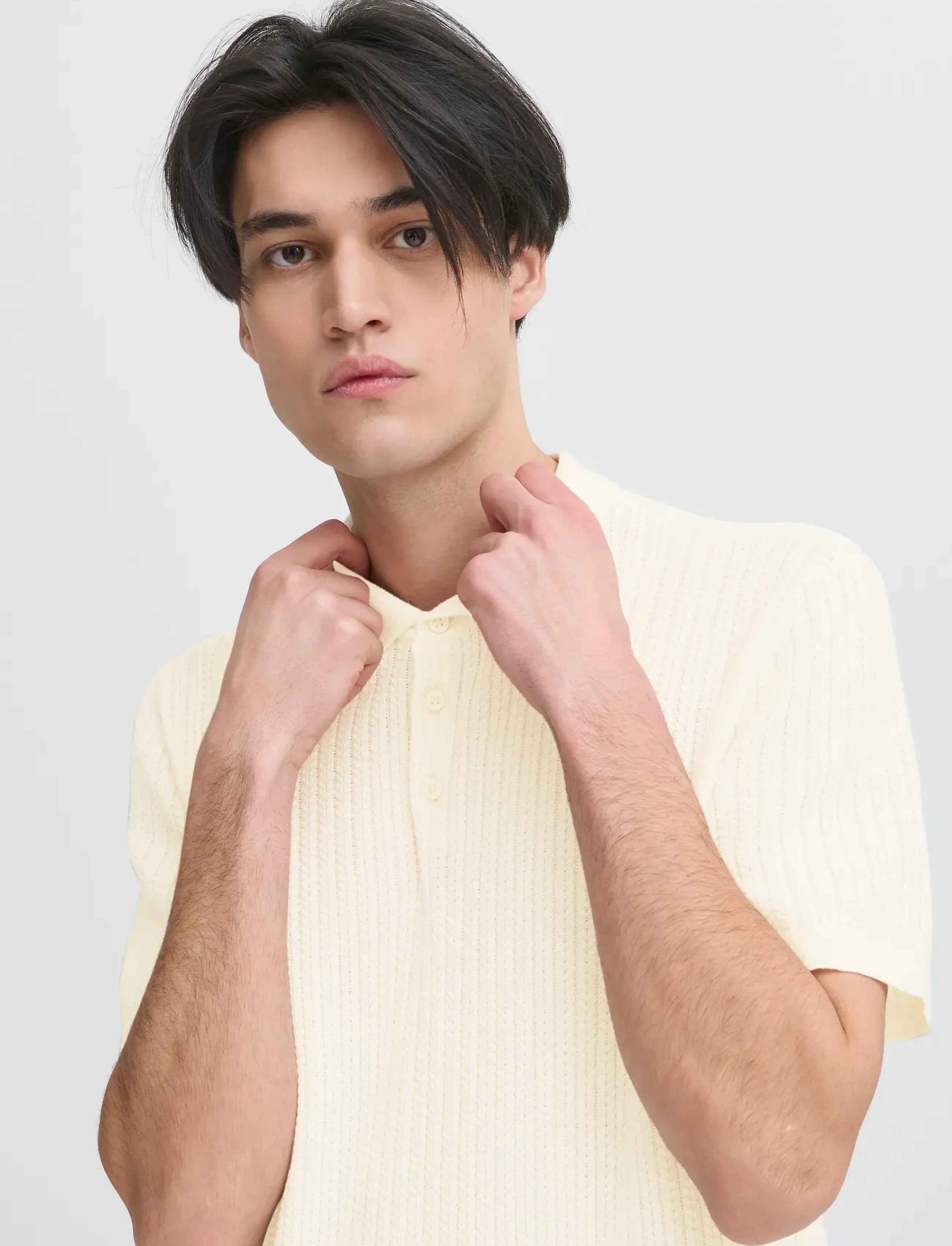 Casual Friday - CFKARL STRUCTURED KNIT POLO - stickade pikéer - egret - 3