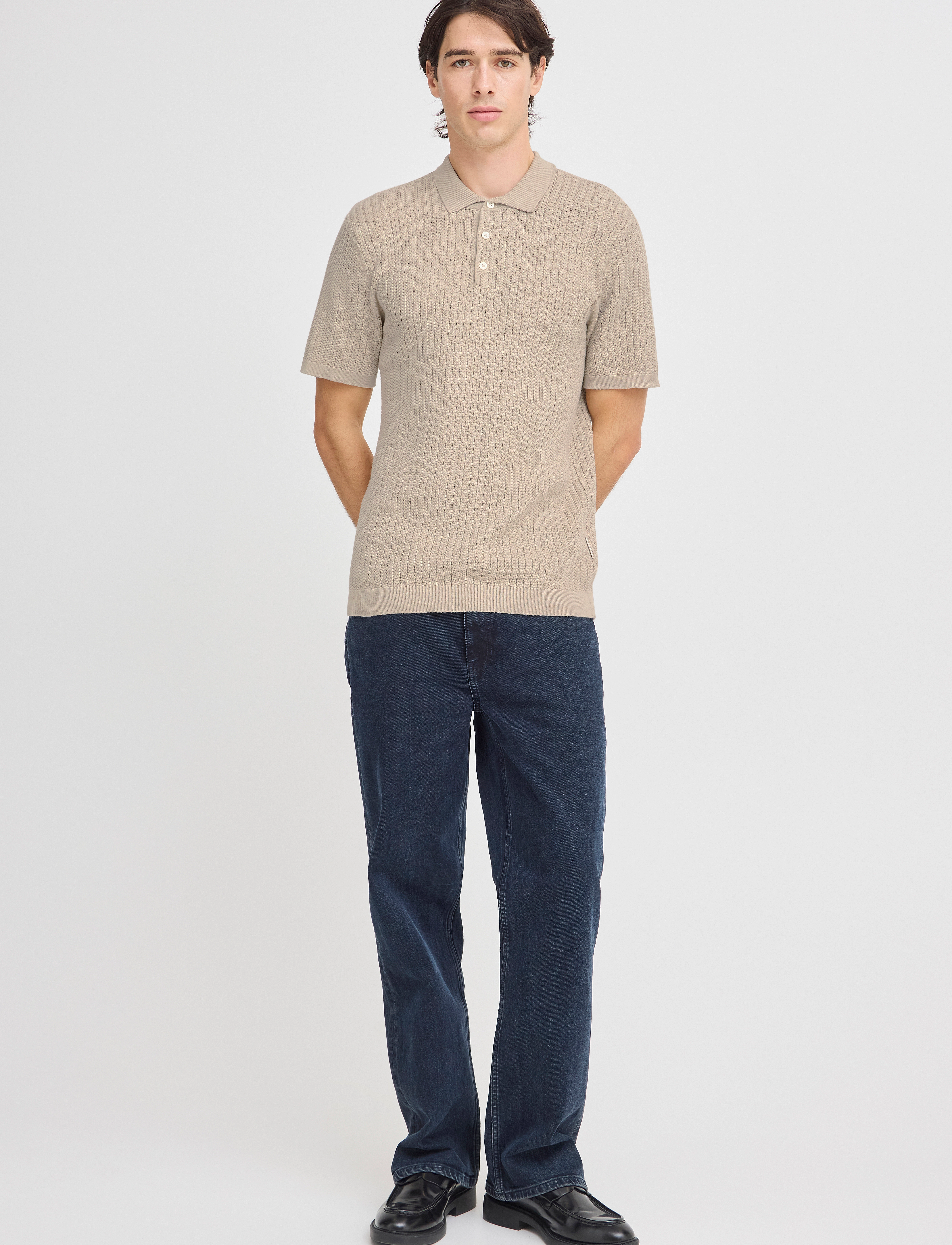 Casual Friday CFKARL structured knit polo - Puhkuse põhitooted - PLAZA TAUPE / beige