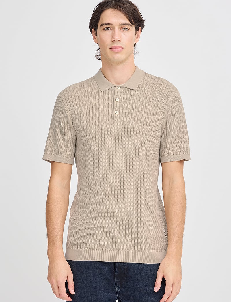 Casual Friday - CFKARL structured knit polo - polostrik - plaza taupe - 4