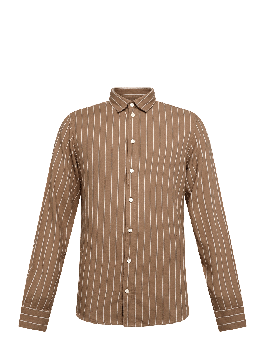 Casual Friday - CFANTON LS BD 0159 striped shirt - striped shirts - chocolate chip - 0