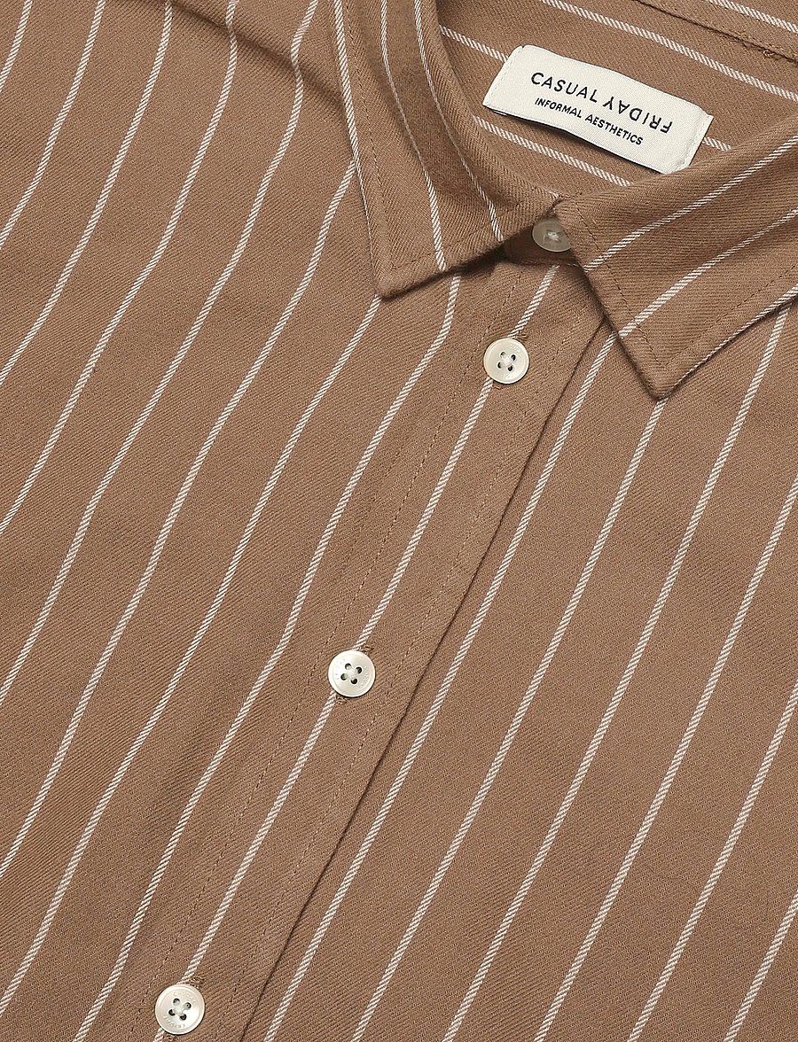 Casual Friday - CFANTON LS BD 0159 striped shirt - striped shirts - chocolate chip - 2