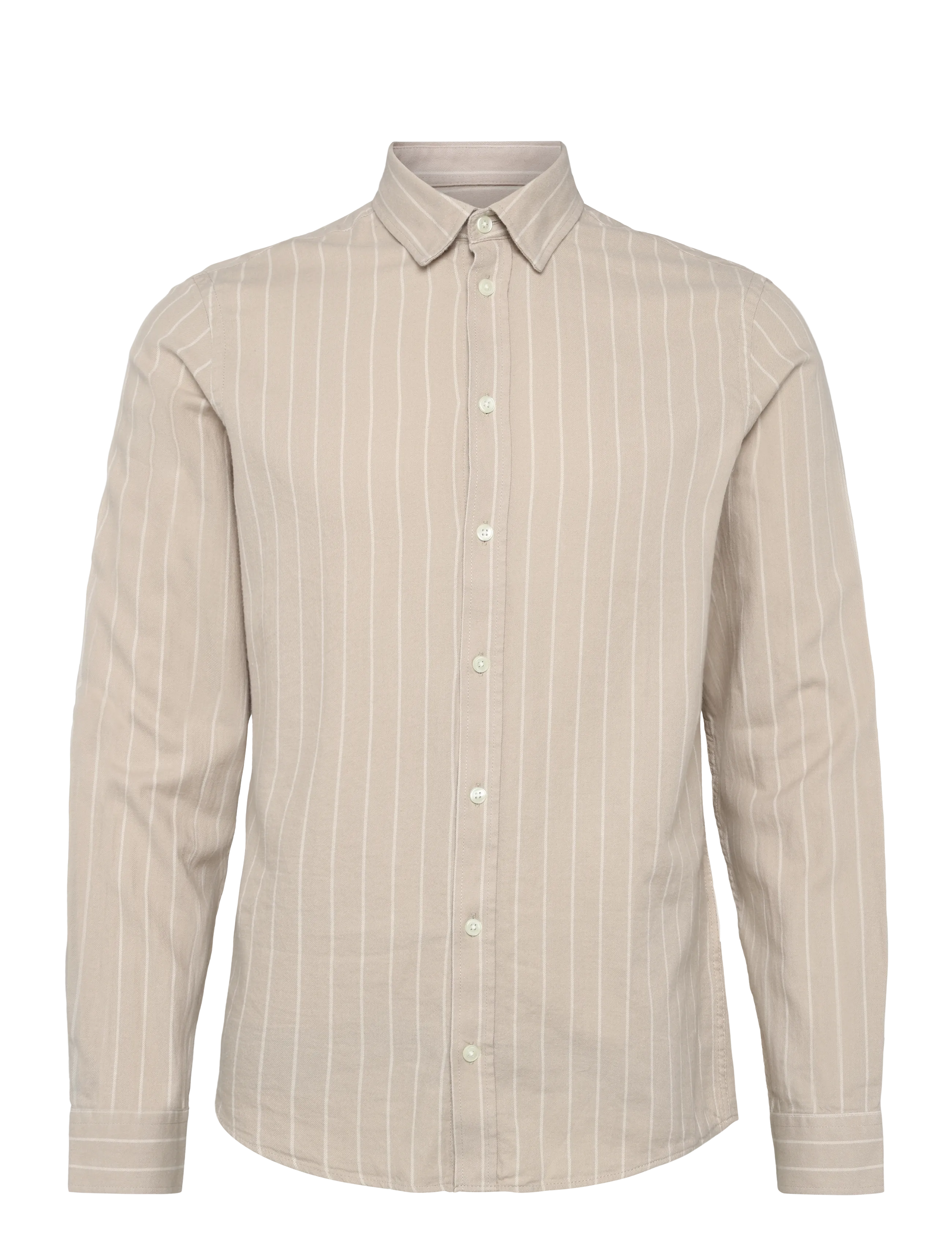 Casual Friday CFANTON LS BD 0159 striped shirt - Riided - SIMPLY TAUPE / beige