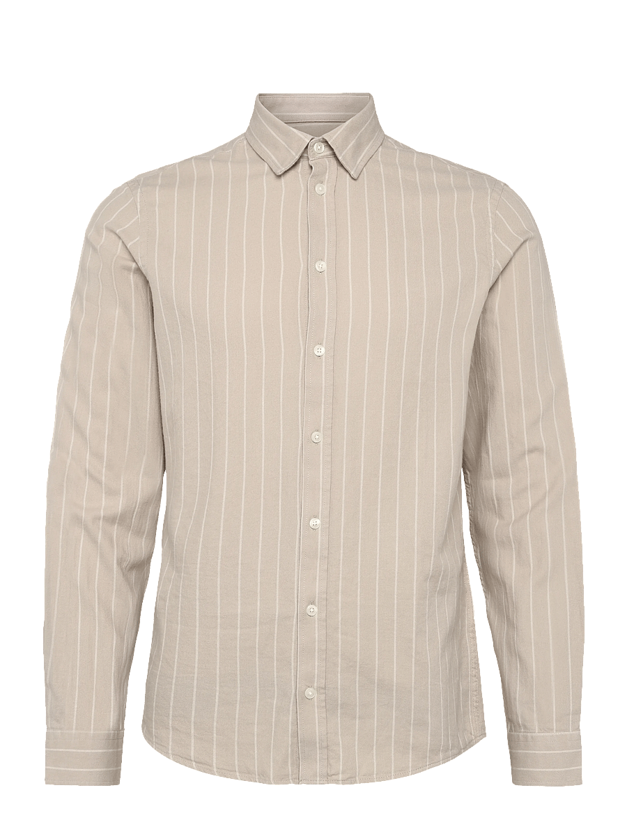 Casual Friday - CFANTON LS BD 0159 striped shirt - striped shirts - simply taupe - 0