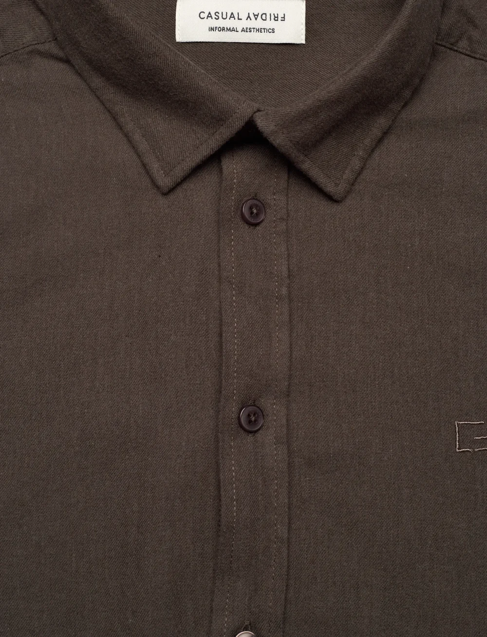 Casual Friday - CFANTON LS BD 0159 brushed shirt - casual skjortor - black olive melange - 2