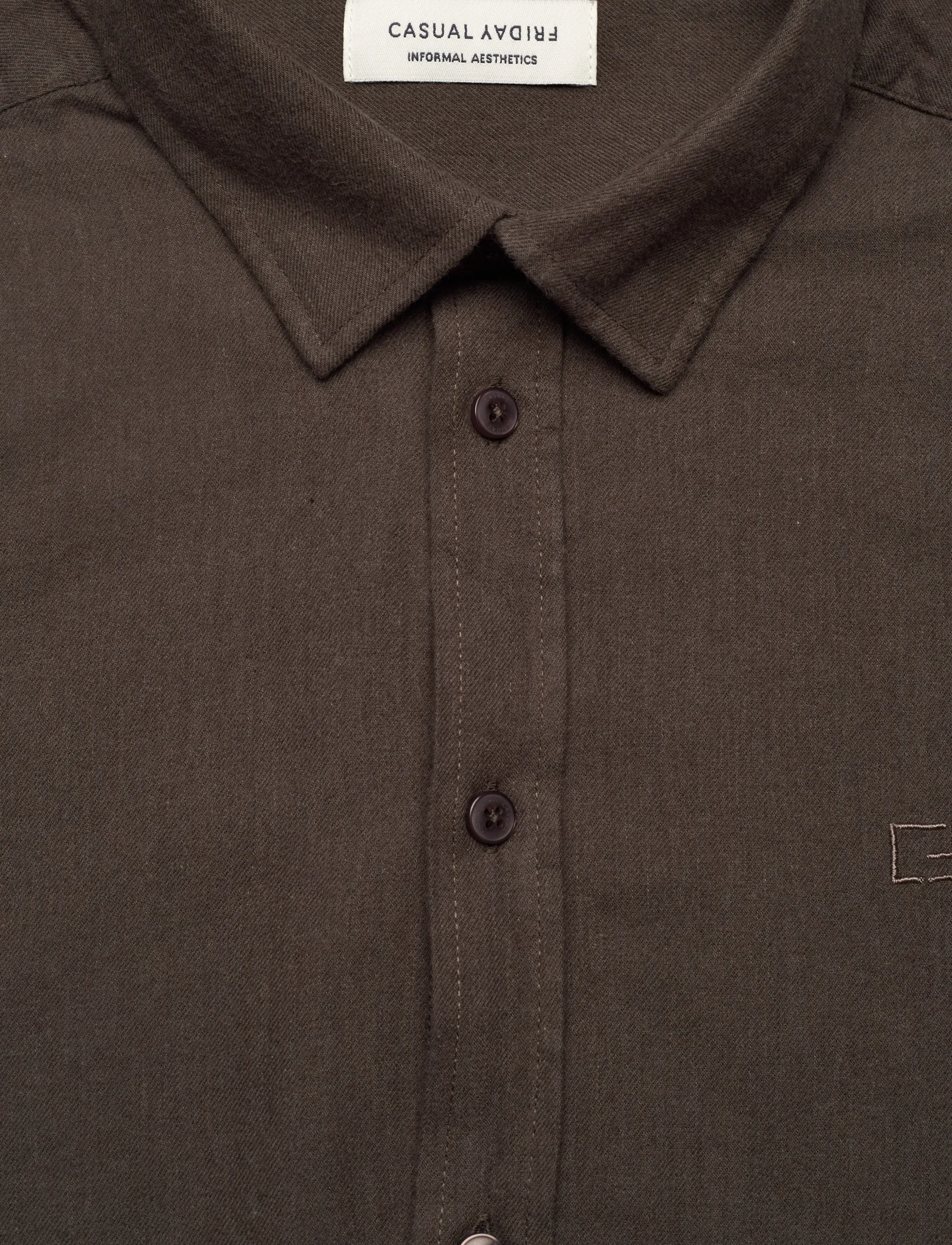 Casual Friday - CFANTON LS BD 0159 brushed shirt - black olive melange - 2