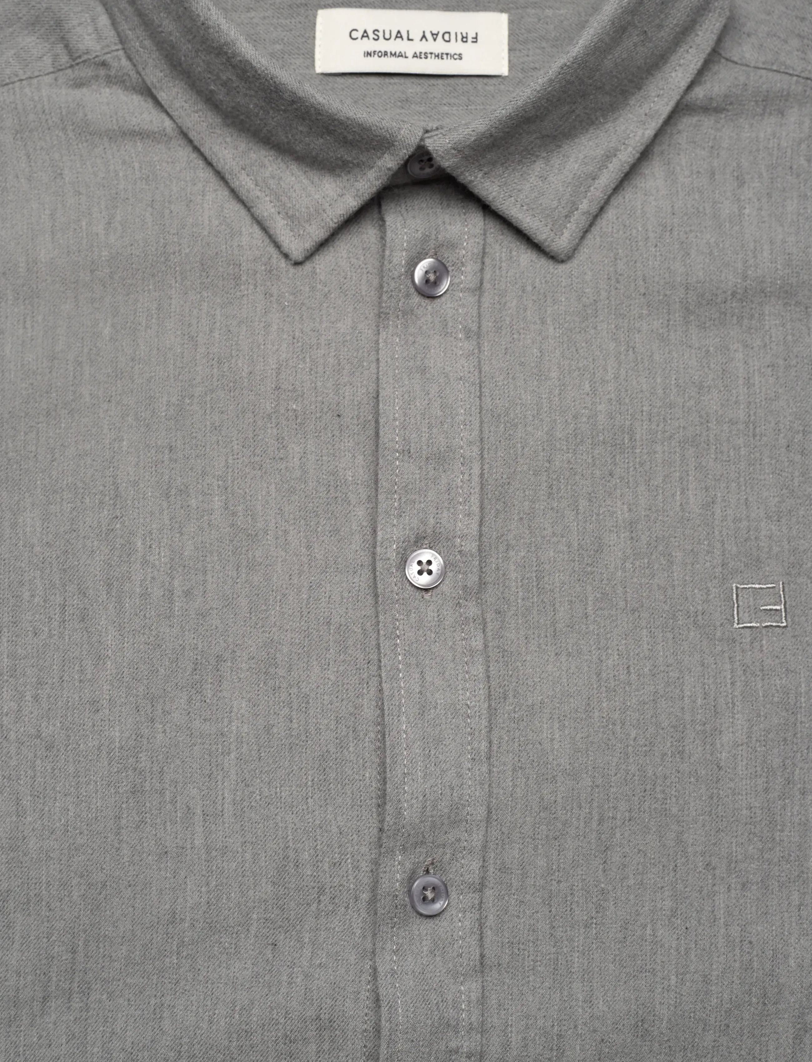 Casual Friday - CFANTON LS BD 0159 brushed shirt - mid grey melange - 2