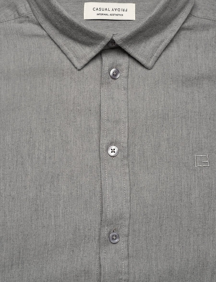 Casual Friday - CFANTON LS BD 0159 brushed shirt - mid grey melange - 2