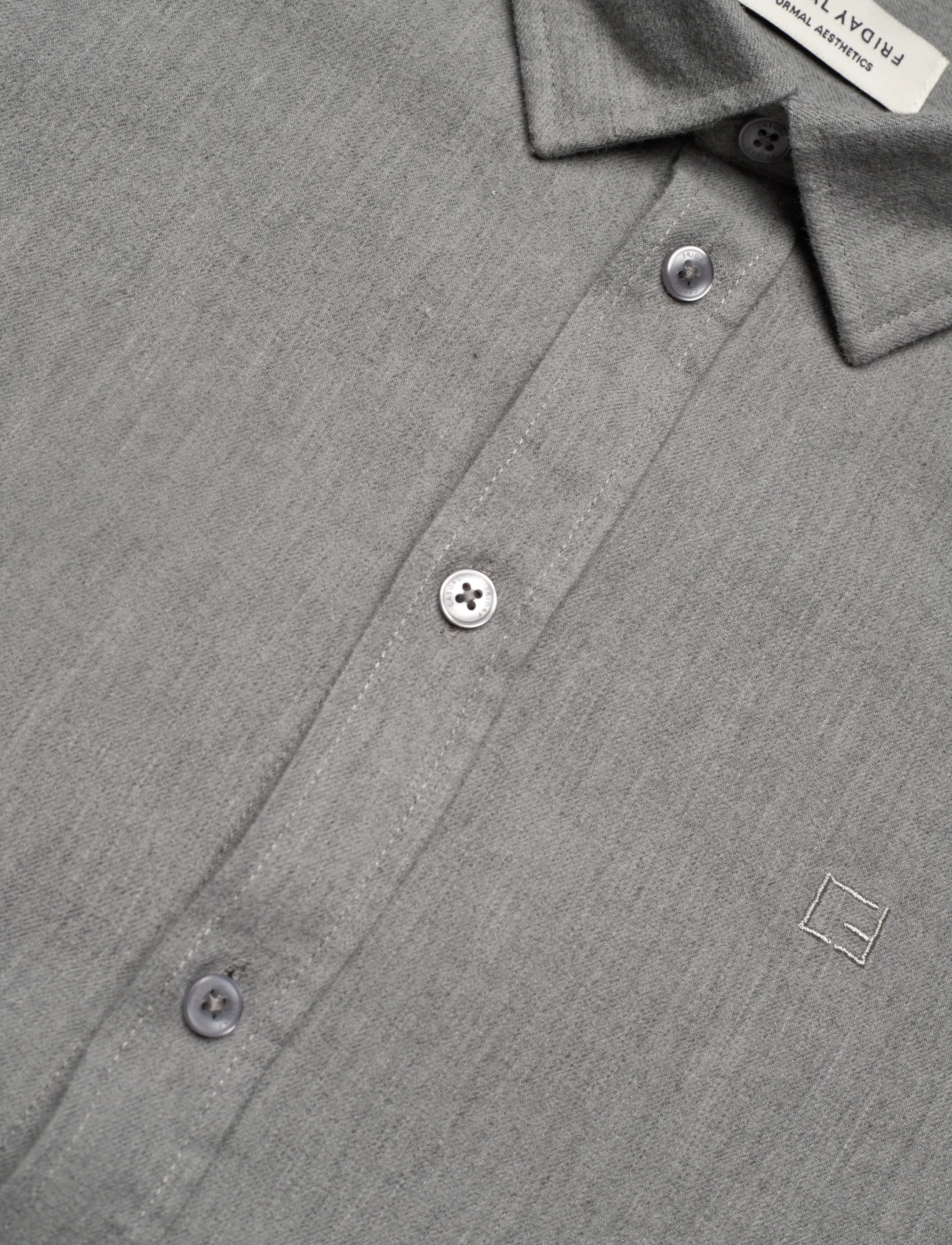 Casual Friday - CFANTON LS BD 0159 brushed shirt - mid grey melange - 3
