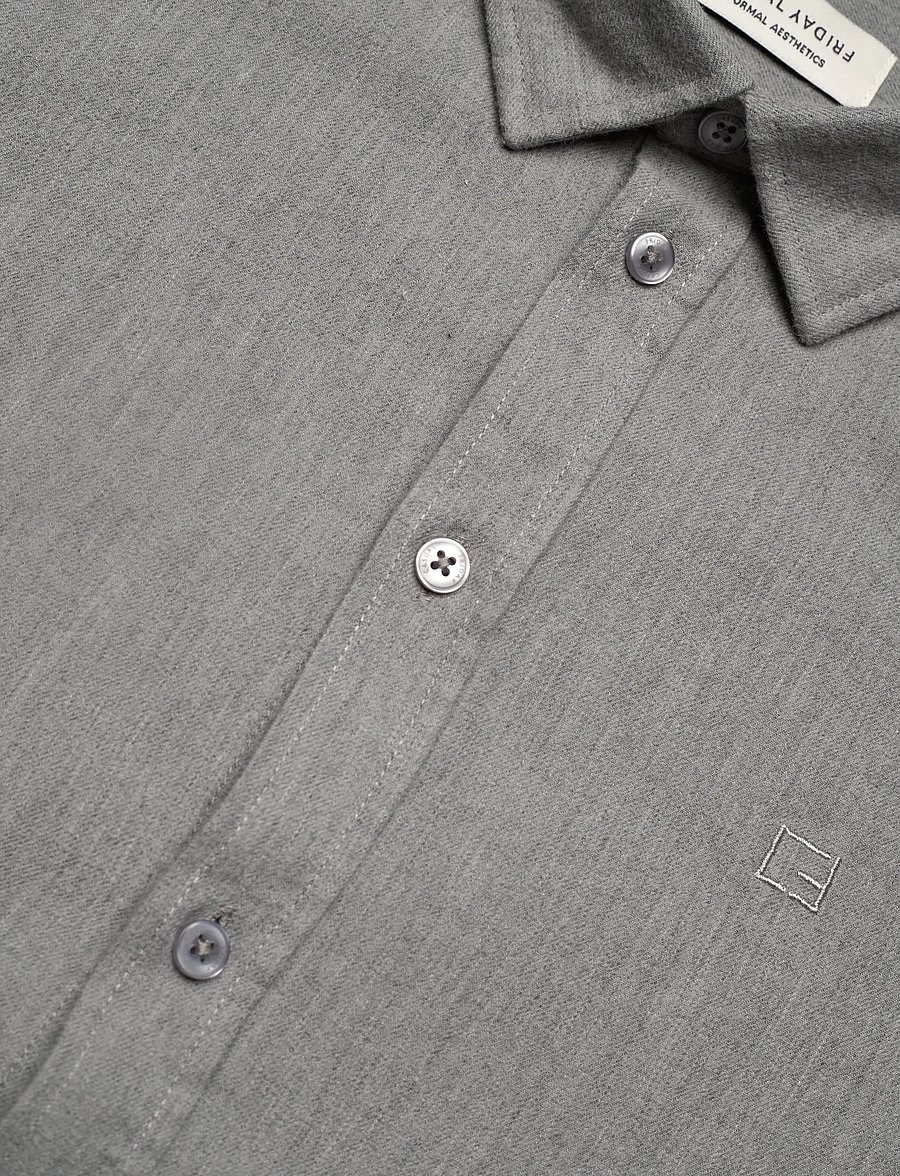 Casual Friday - CFANTON LS BD 0159 brushed shirt - mid grey melange - 3