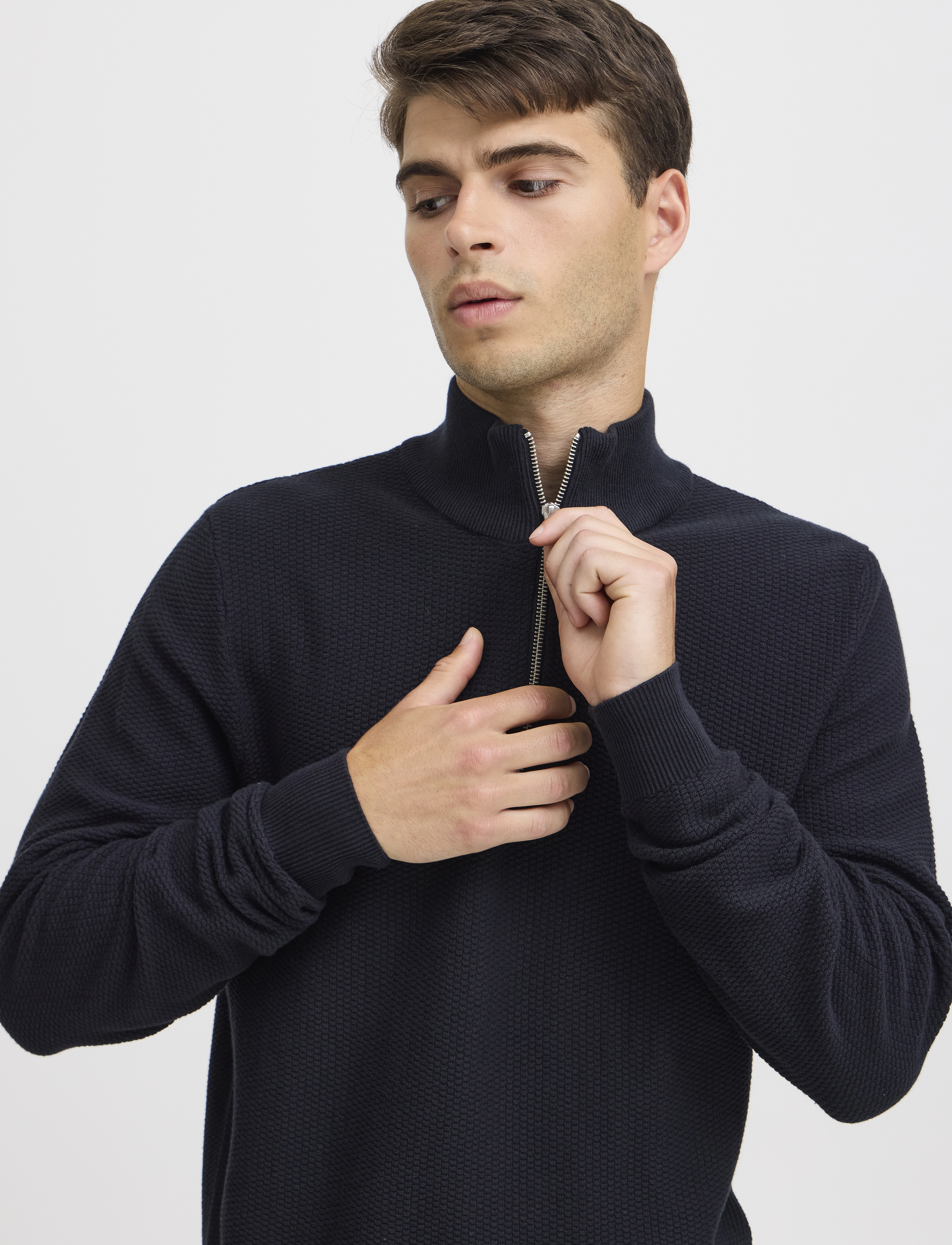Casual Friday - CFKARL 0160 structured halfzip knit - dark navy - 4